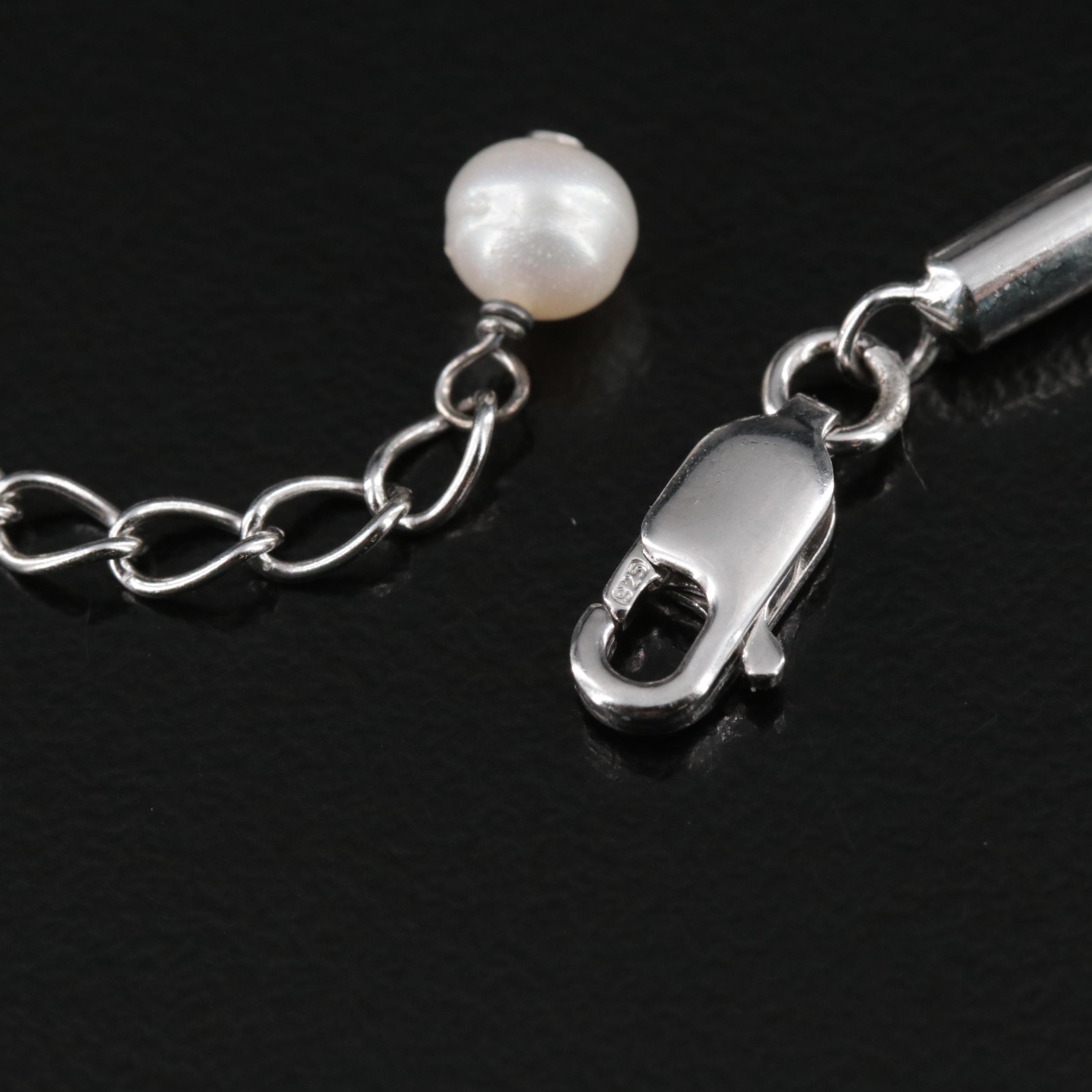 Sterling Pearl Multi-Strand Station Bracelet