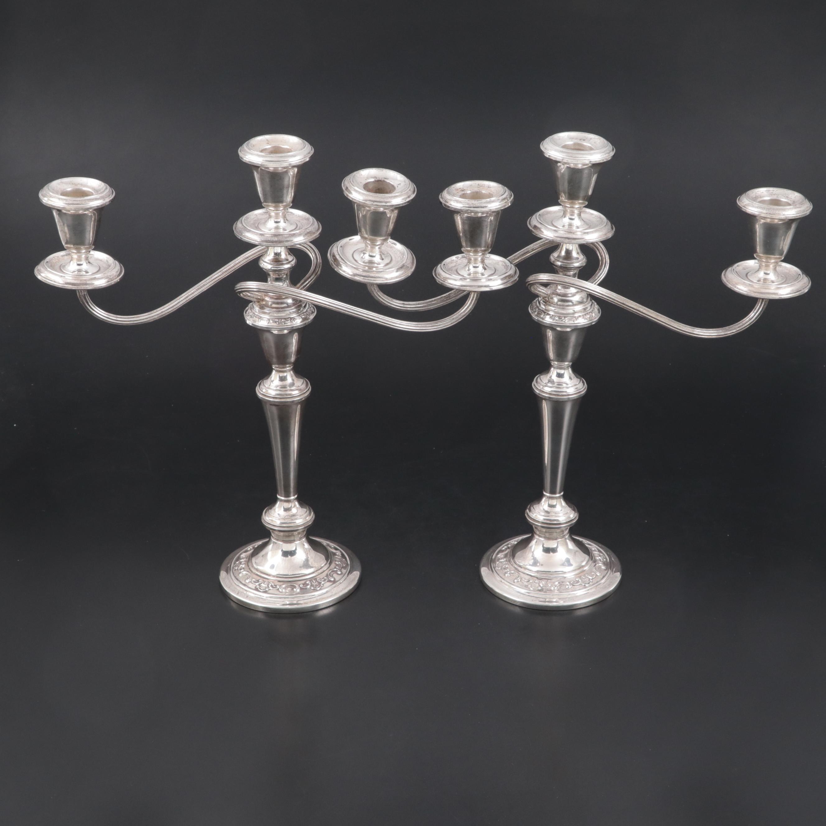 Pair of Gorham "Strasbourg" Sterling Silver Candelabras