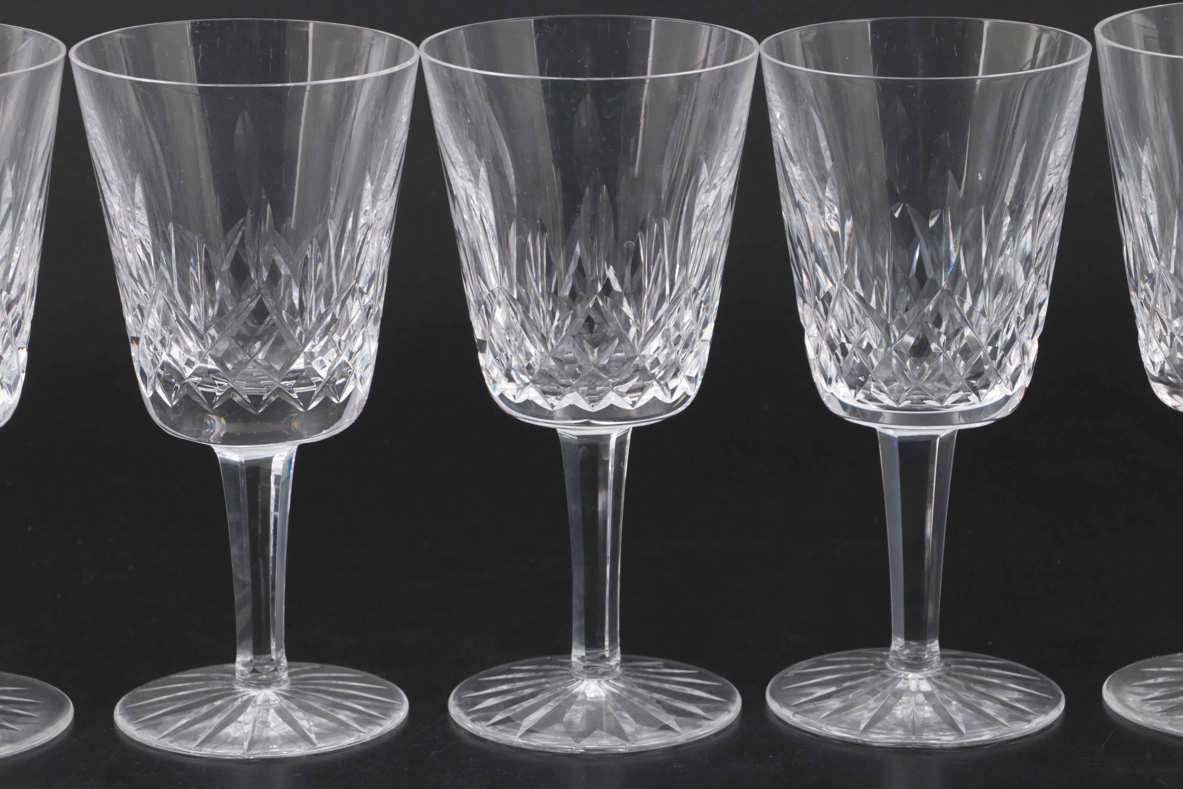 Waterford Crystal "Lismore" Water Goblets, Mid to Late 20th Century