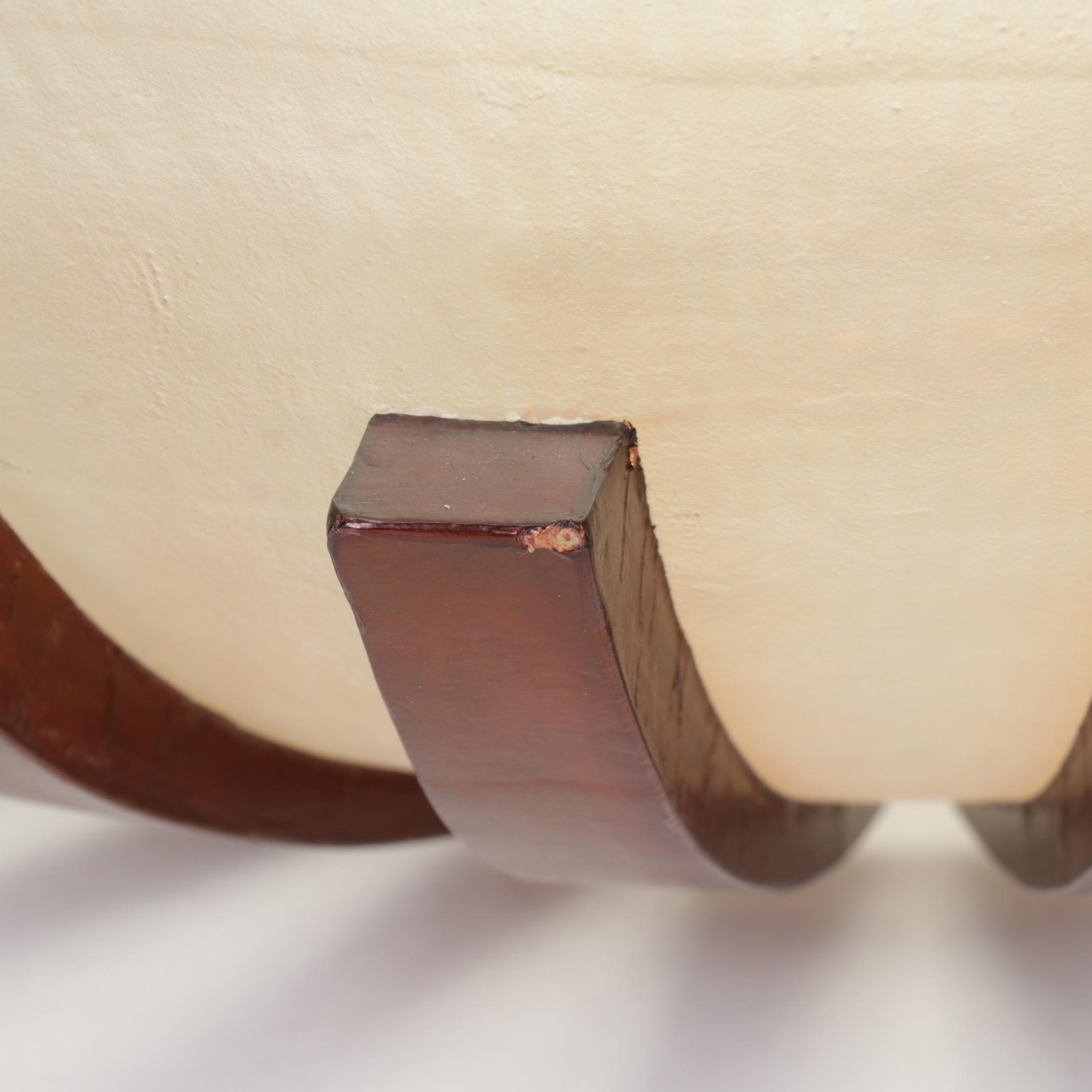 George Bucquet Cast Peach Art Glass, Copper and Metal Leaf Ribbed Bowl