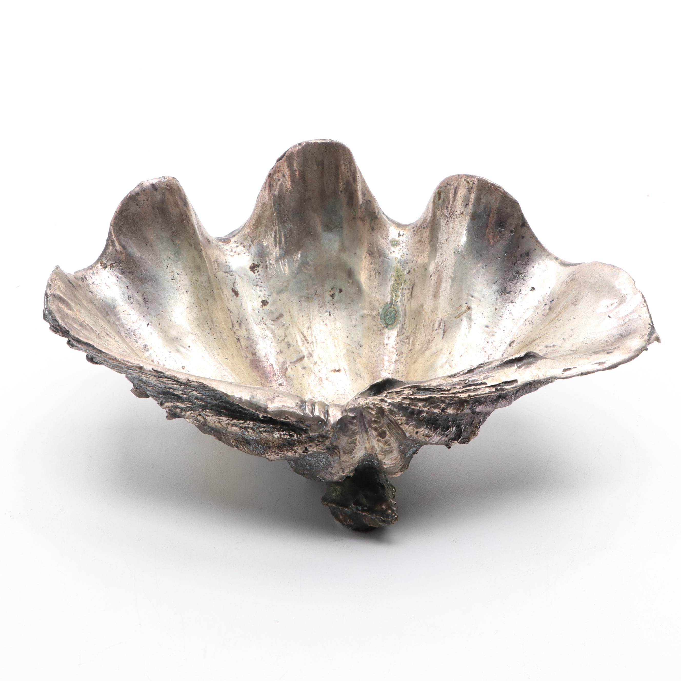Maitland-Smith Cast Metal Ruffled Clam Shell Bowl