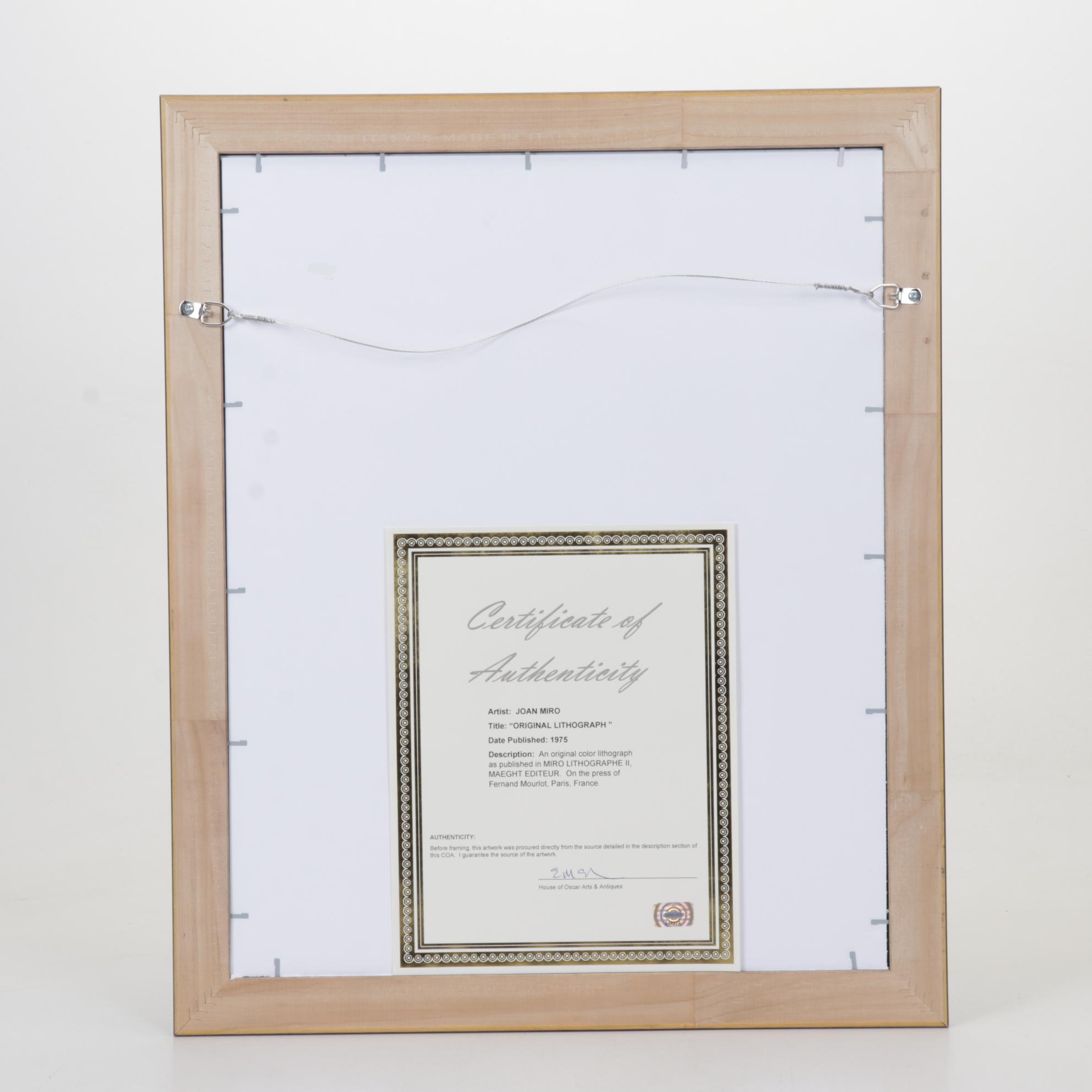 Joan Miró Color Lithograph From "Lithographs II," 1975