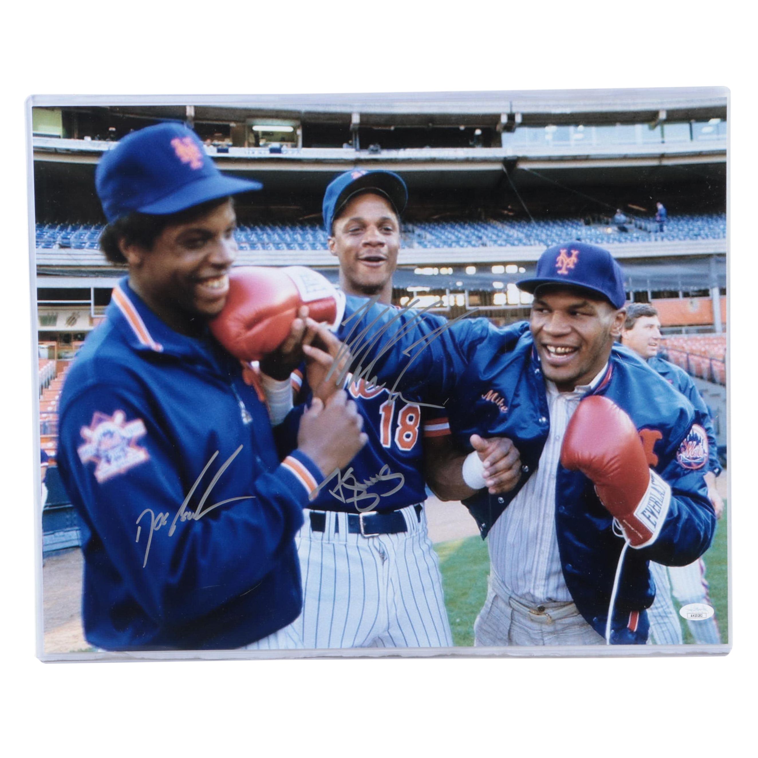 Mike Tyson, Dwight "Doc" Gooden and Darryl Strawberry Signed Mets Print