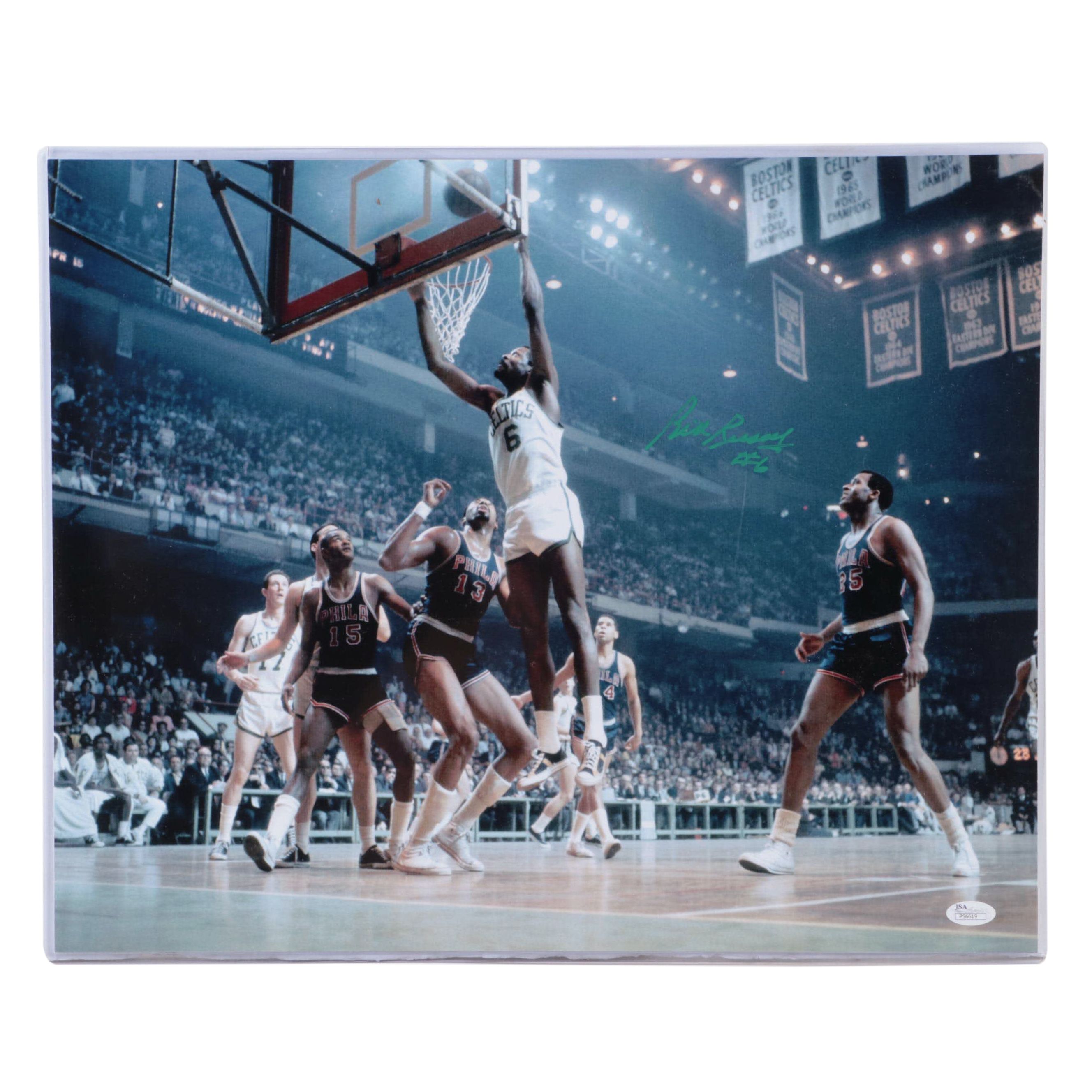 Bill Russell Signed Boston Celtics Basketball Print
