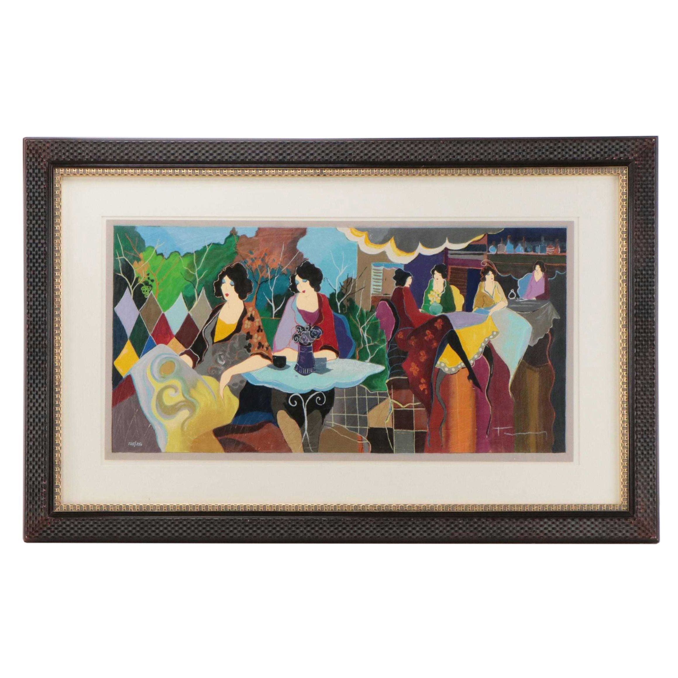 Itzchak Tarkay Serigraph "Ladies at Cafe," 1997