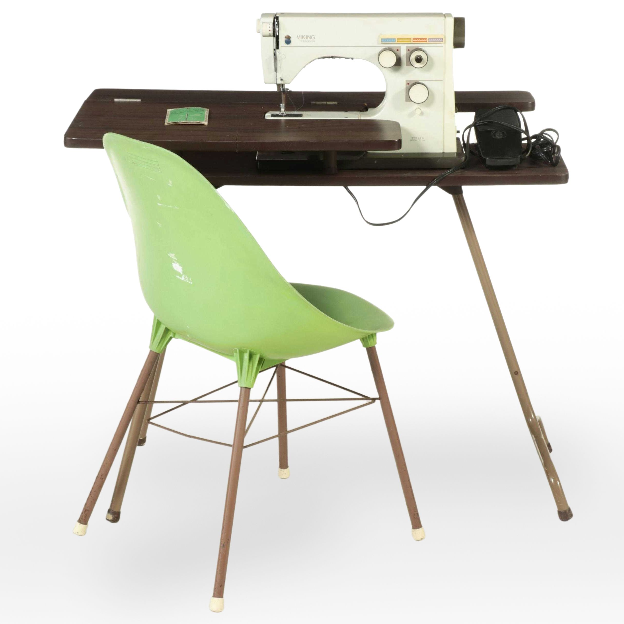 MCM Viking Electric Sewing Machine With Table and Chair