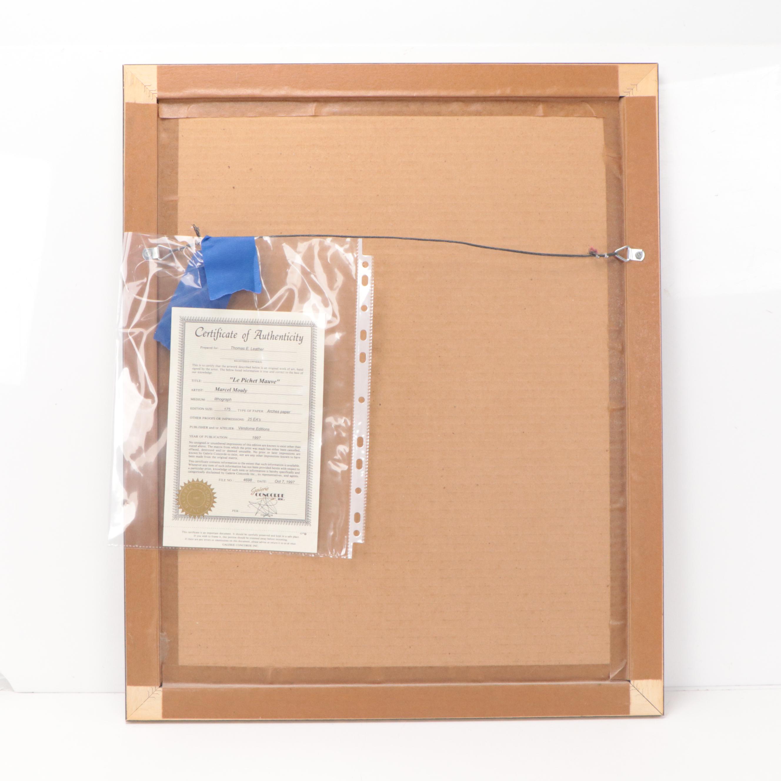 Marcel Mouly Lithograph "Le Pichet Mauve," 1997