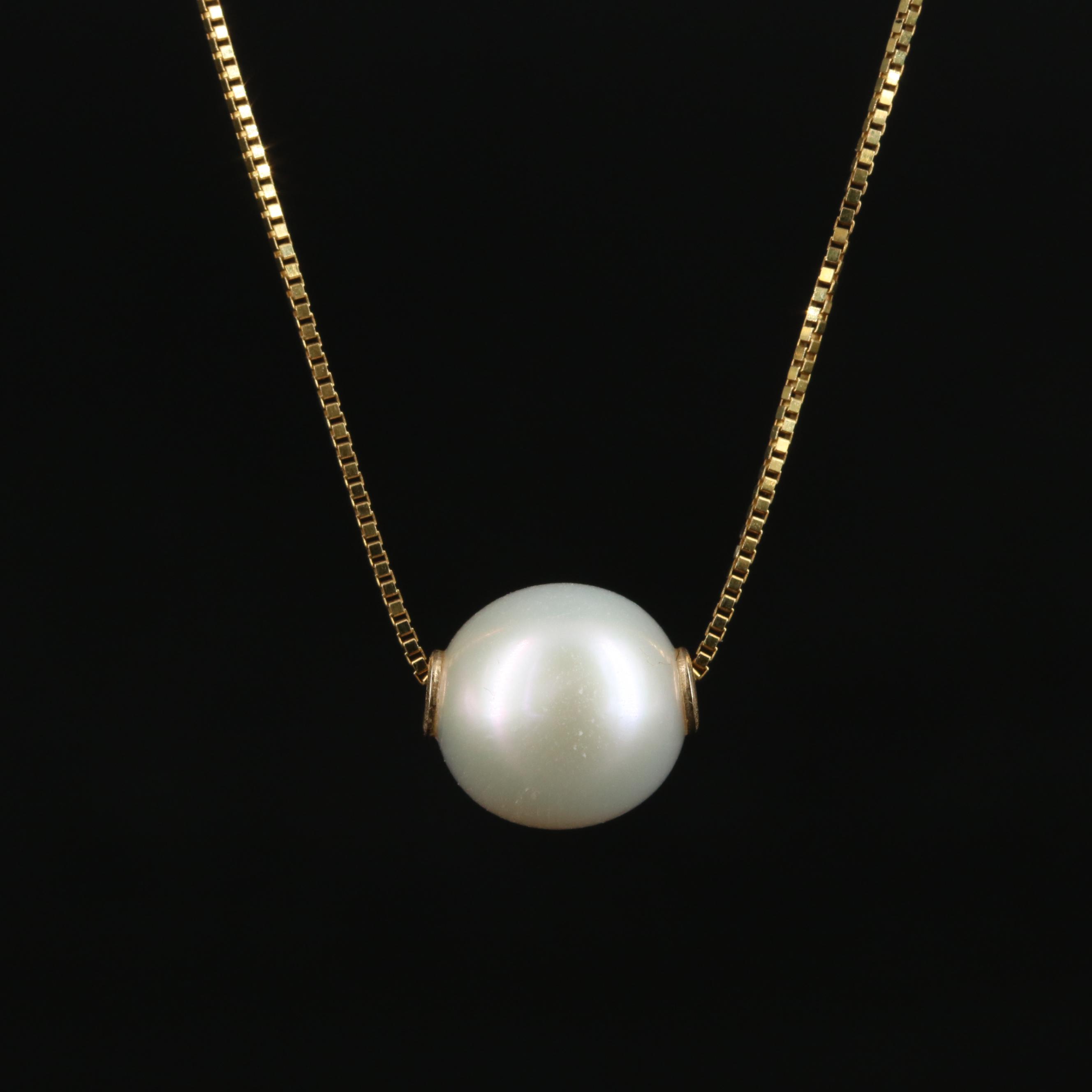 10K Pearl Solitaire Necklace