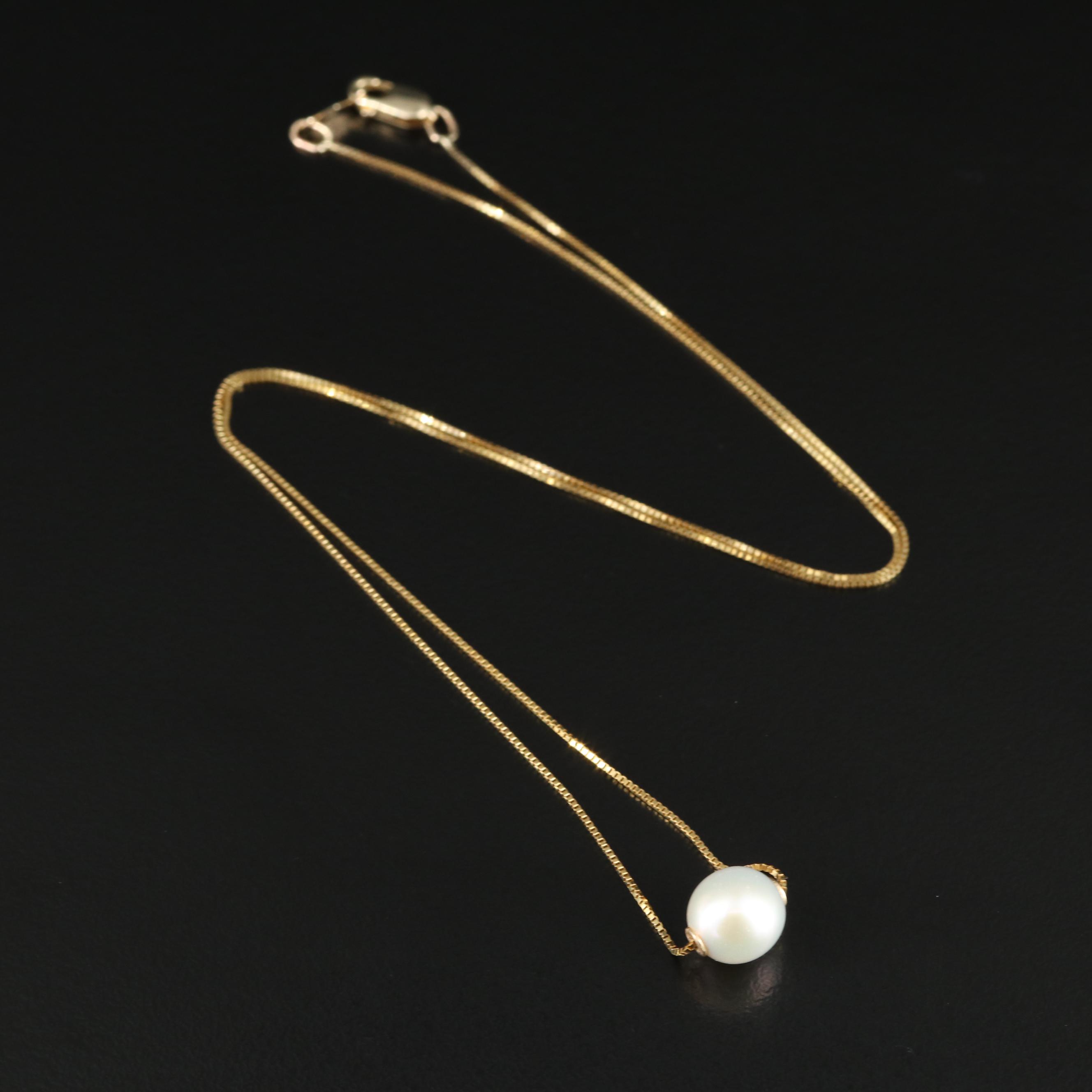 10K Pearl Solitaire Necklace