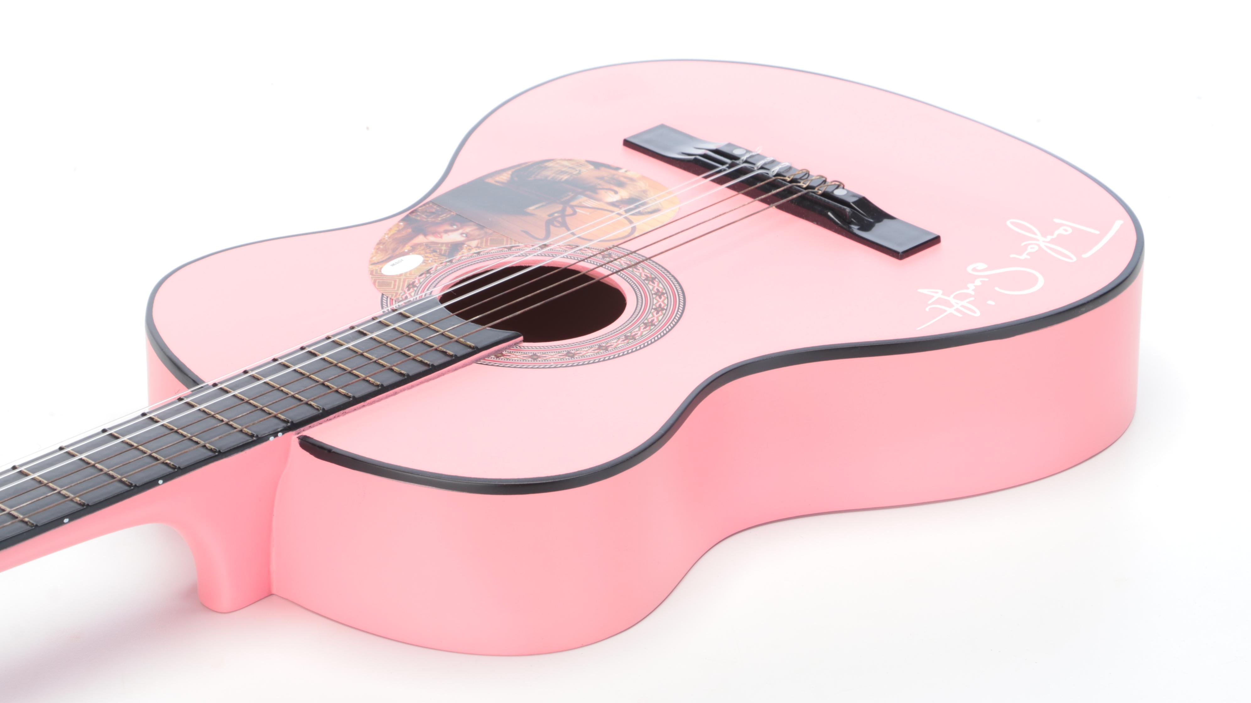 Taylor Swift Signed Pink Acoustic Guitar and Accessories