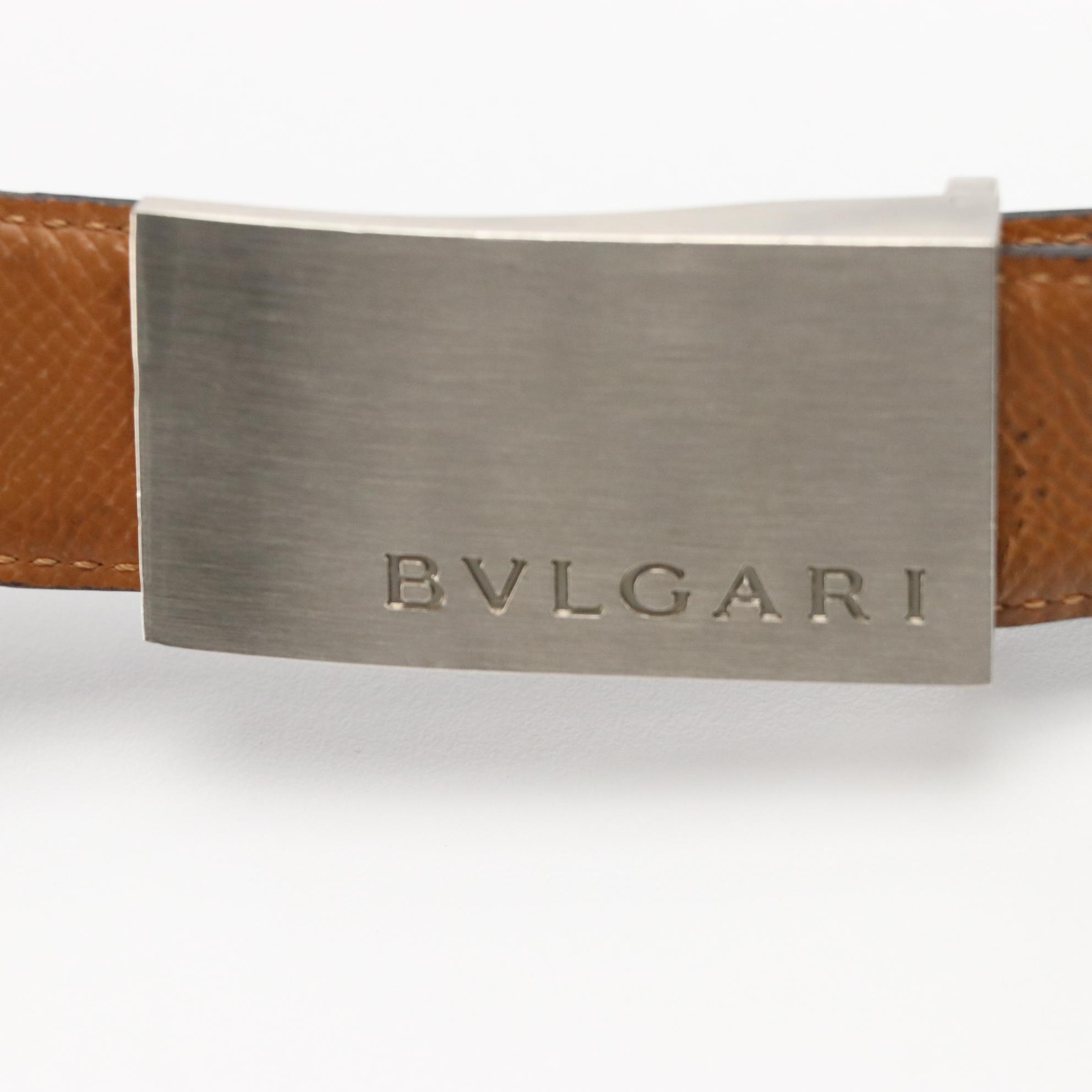 BVLGARI Logo Buckle Reversible Leather Belt EBTH