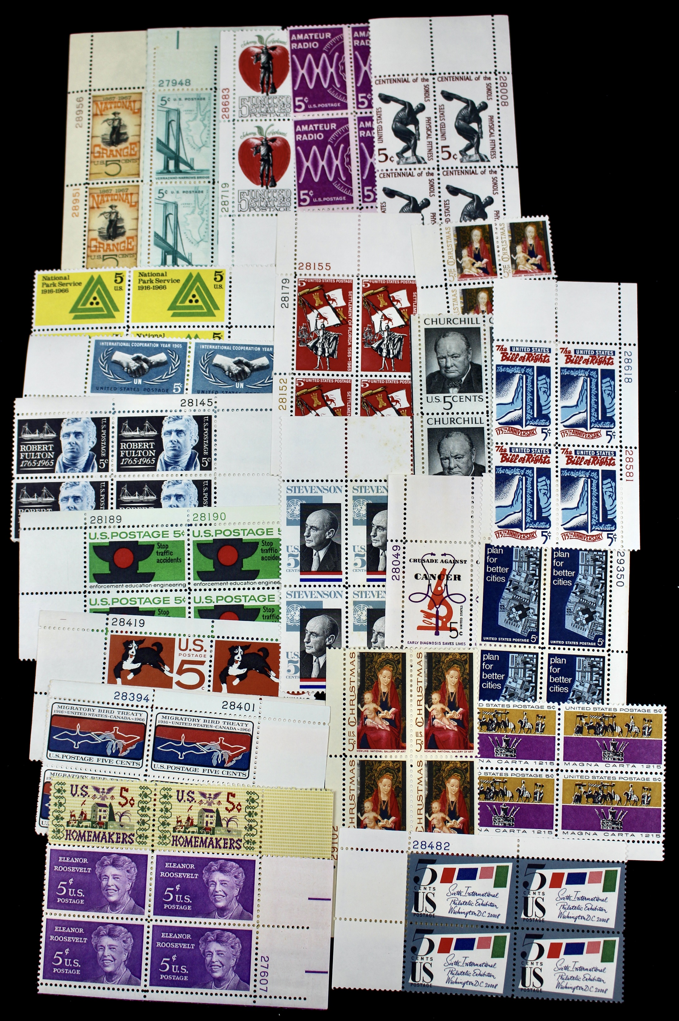 900 5-Cent U.S. Postage Stamp Plate Blocks