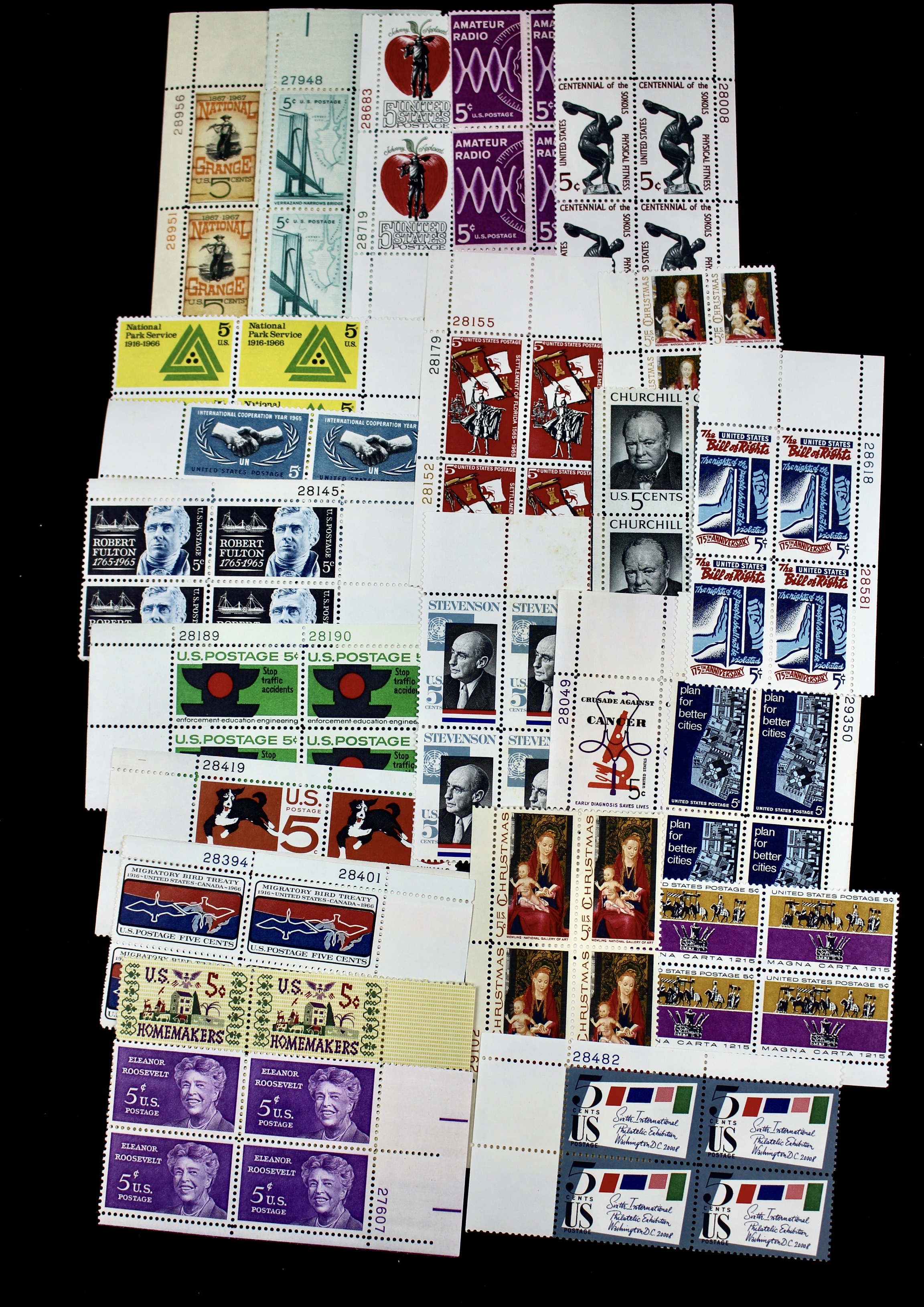 900 5-Cent U.S. Postage Stamp Plate Blocks