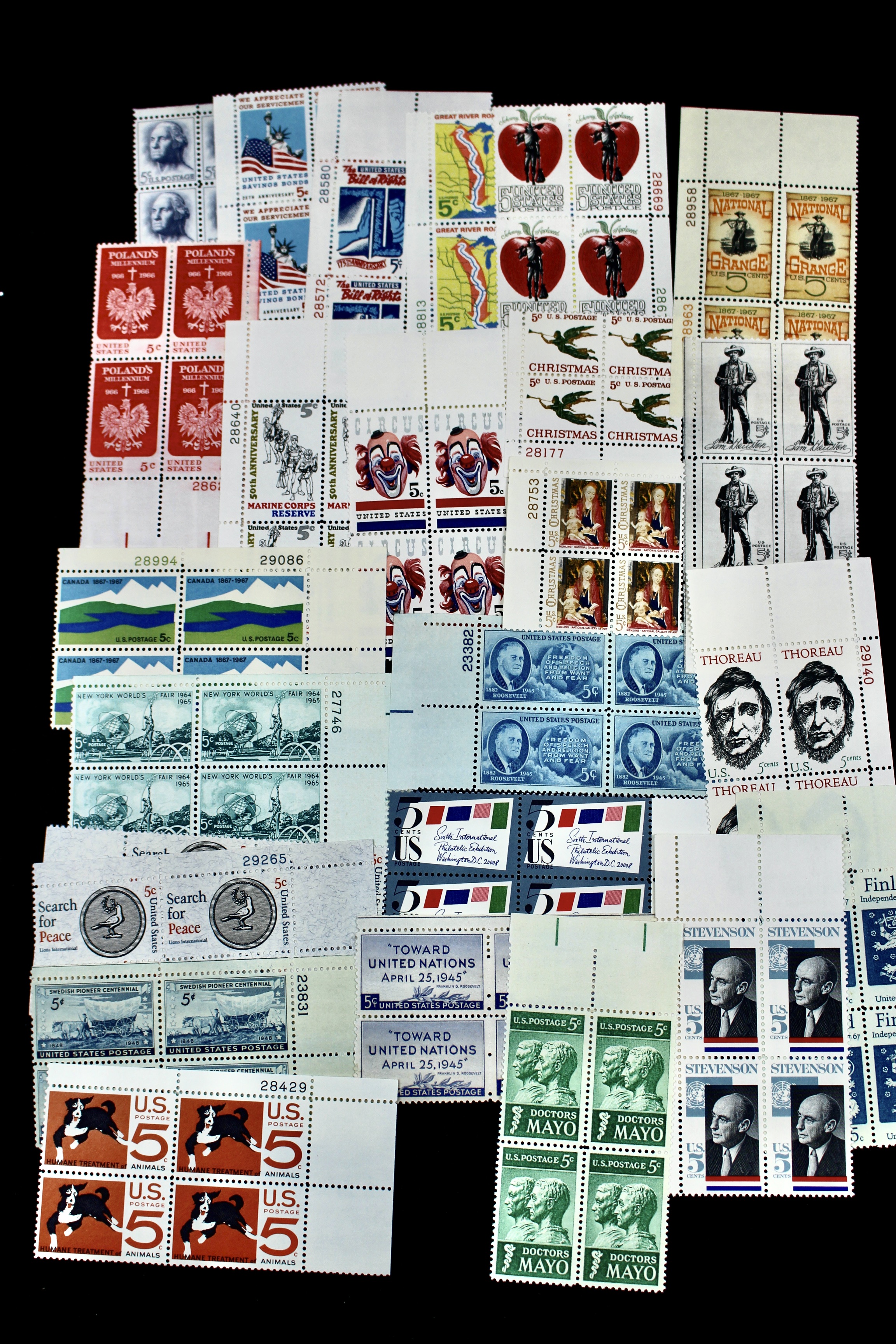 900 5-Cent U.S. Postage Stamp Plate Blocks