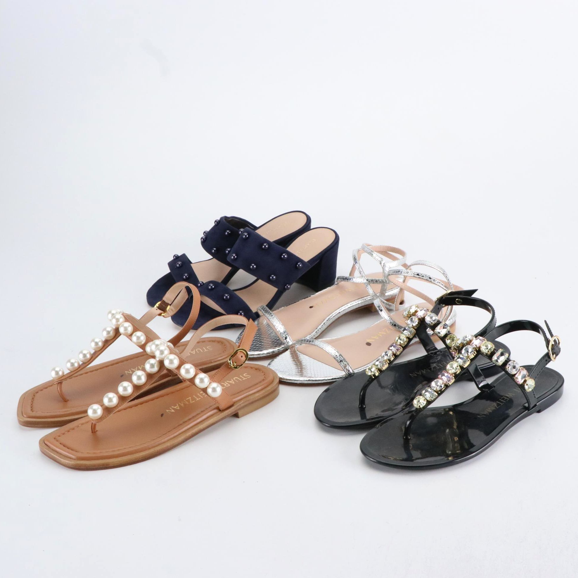 Stuart Weitzman Embellished Sandals and Jelly Flats in Boxes
