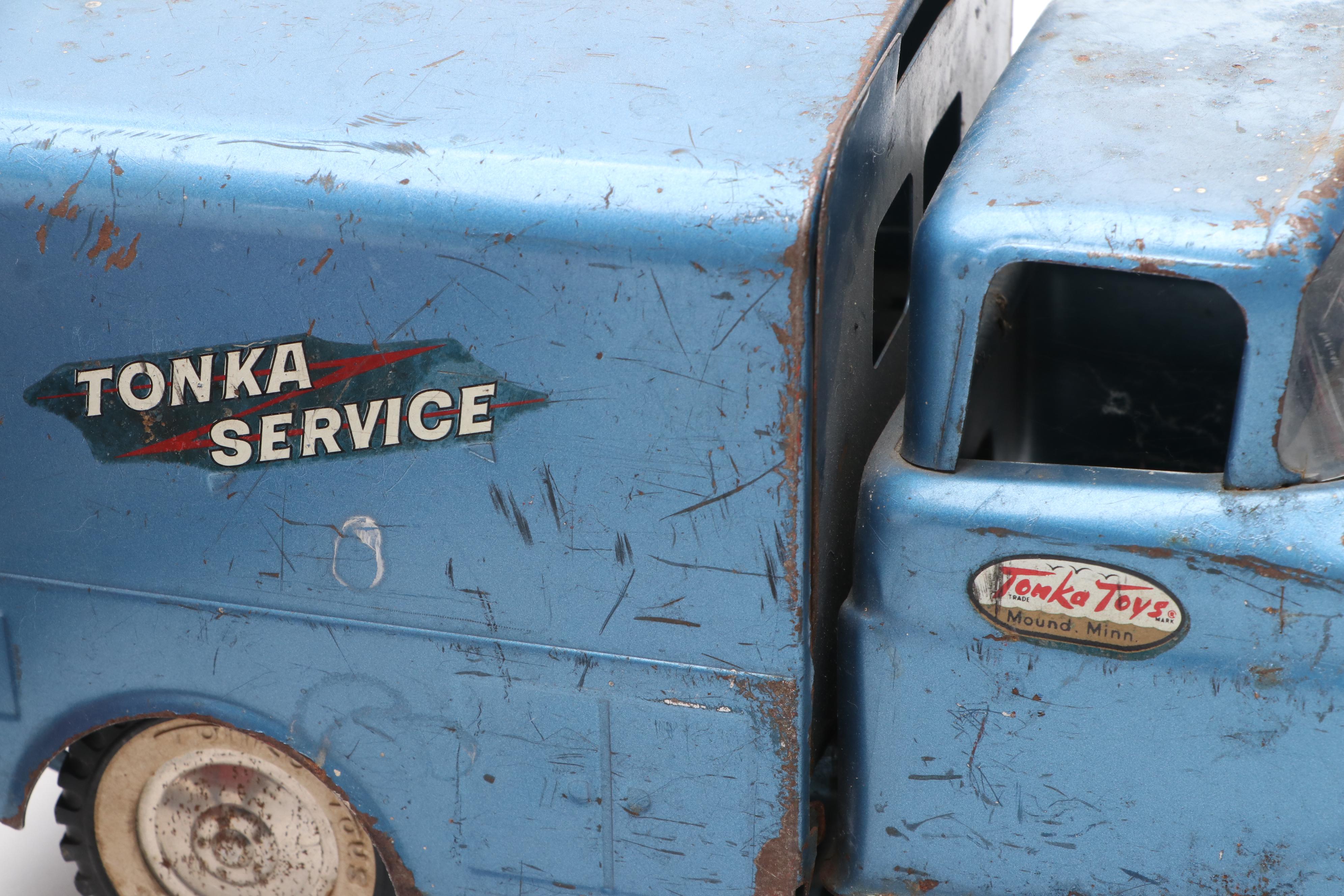 Tonka Toy Service Truck and Fire Truck, Mid-20th Century