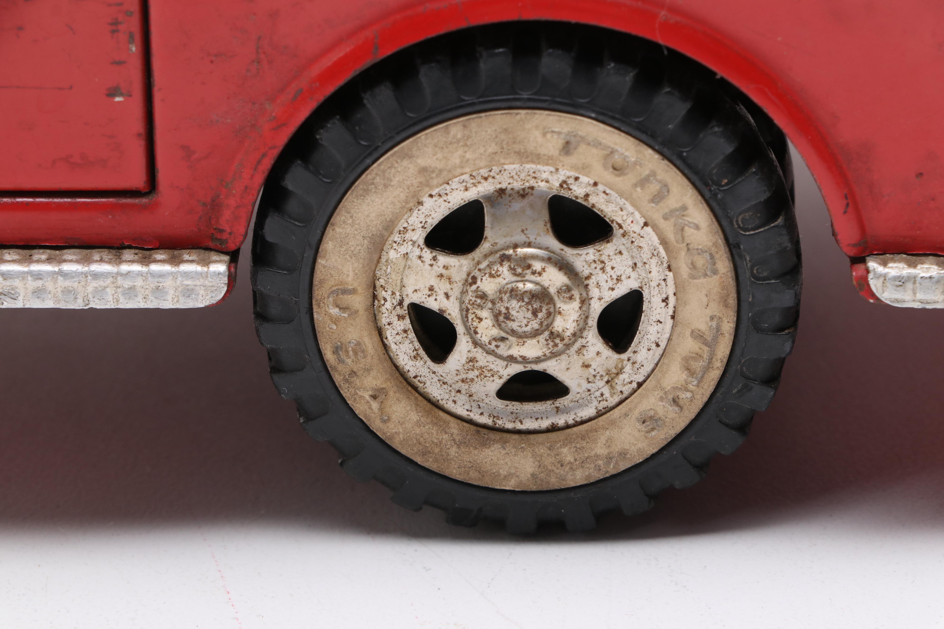 Tonka Toy Service Truck and Fire Truck, Mid-20th Century