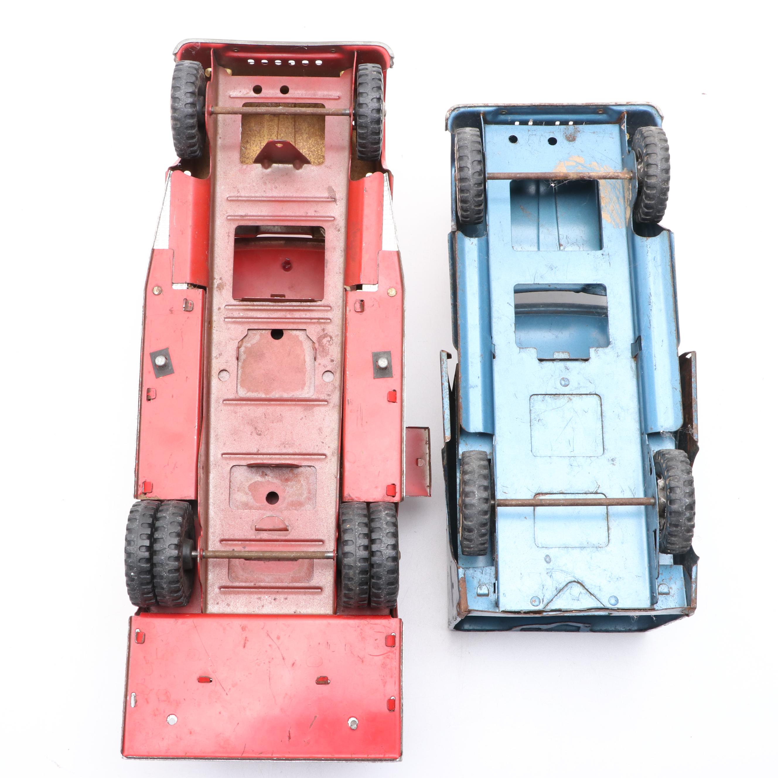 Tonka Toy Service Truck and Fire Truck, Mid-20th Century
