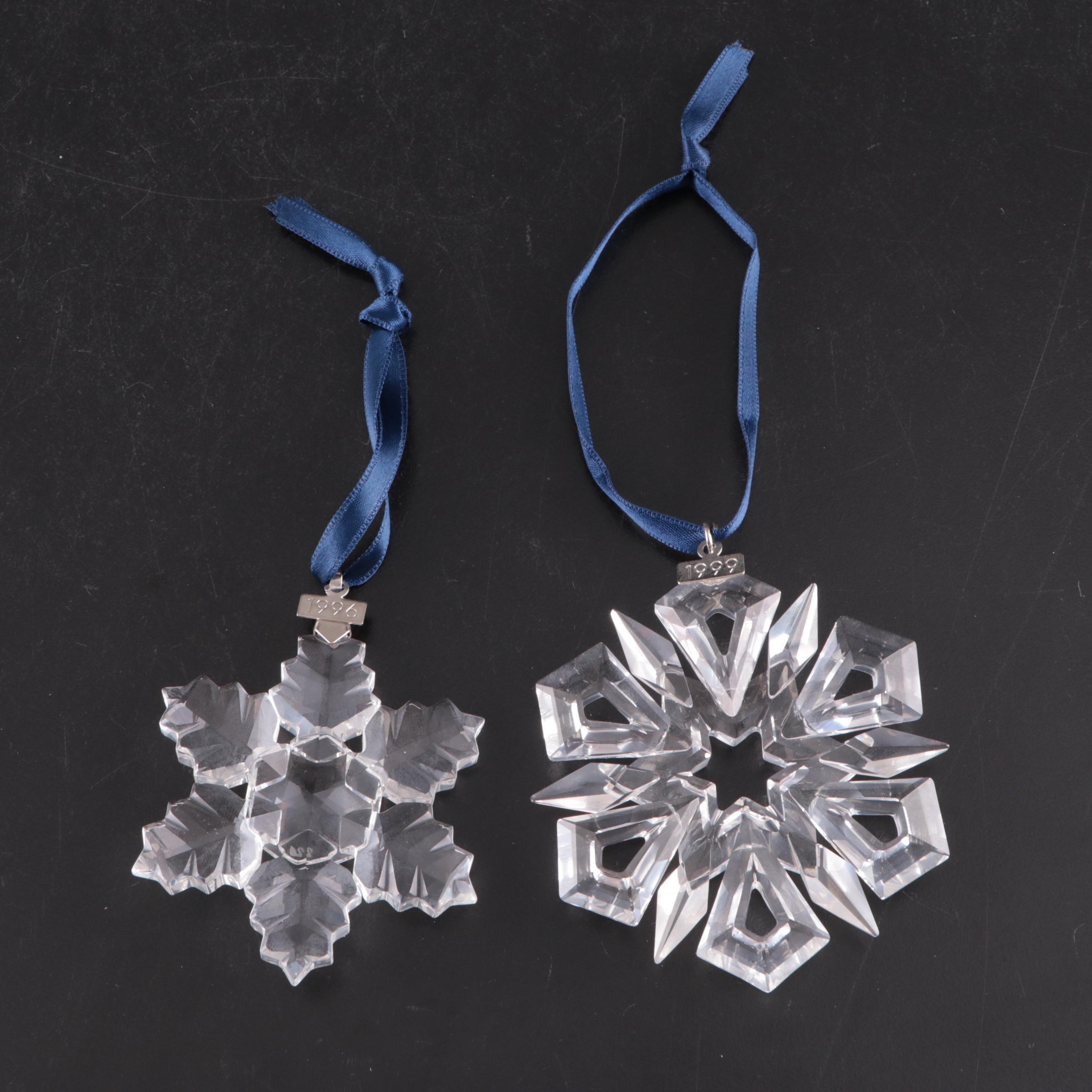 Swarovski Crystal Annual Holiday Ornaments with Stands, 1990s