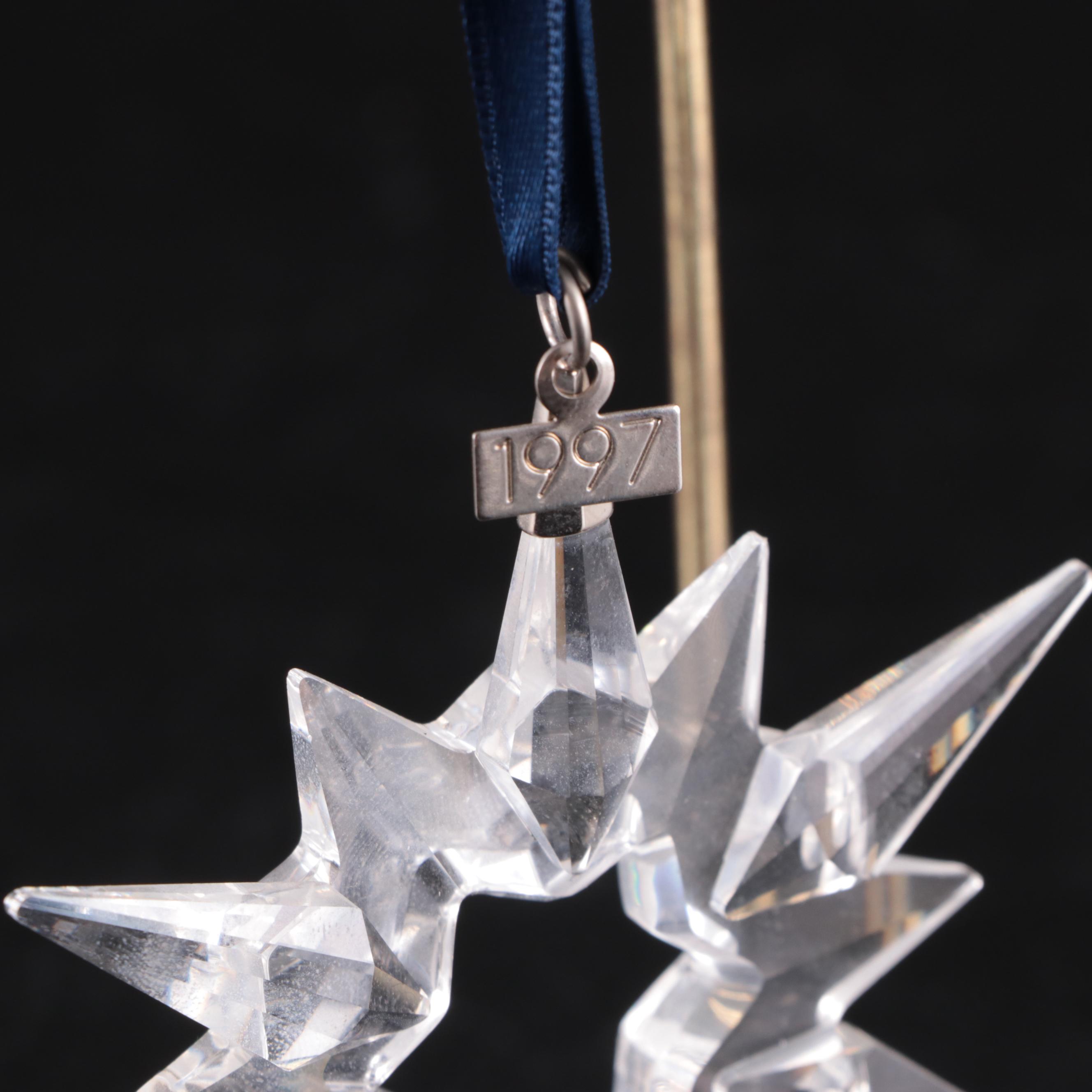 Swarovski Crystal Annual Holiday Ornaments with Stands, 1990s