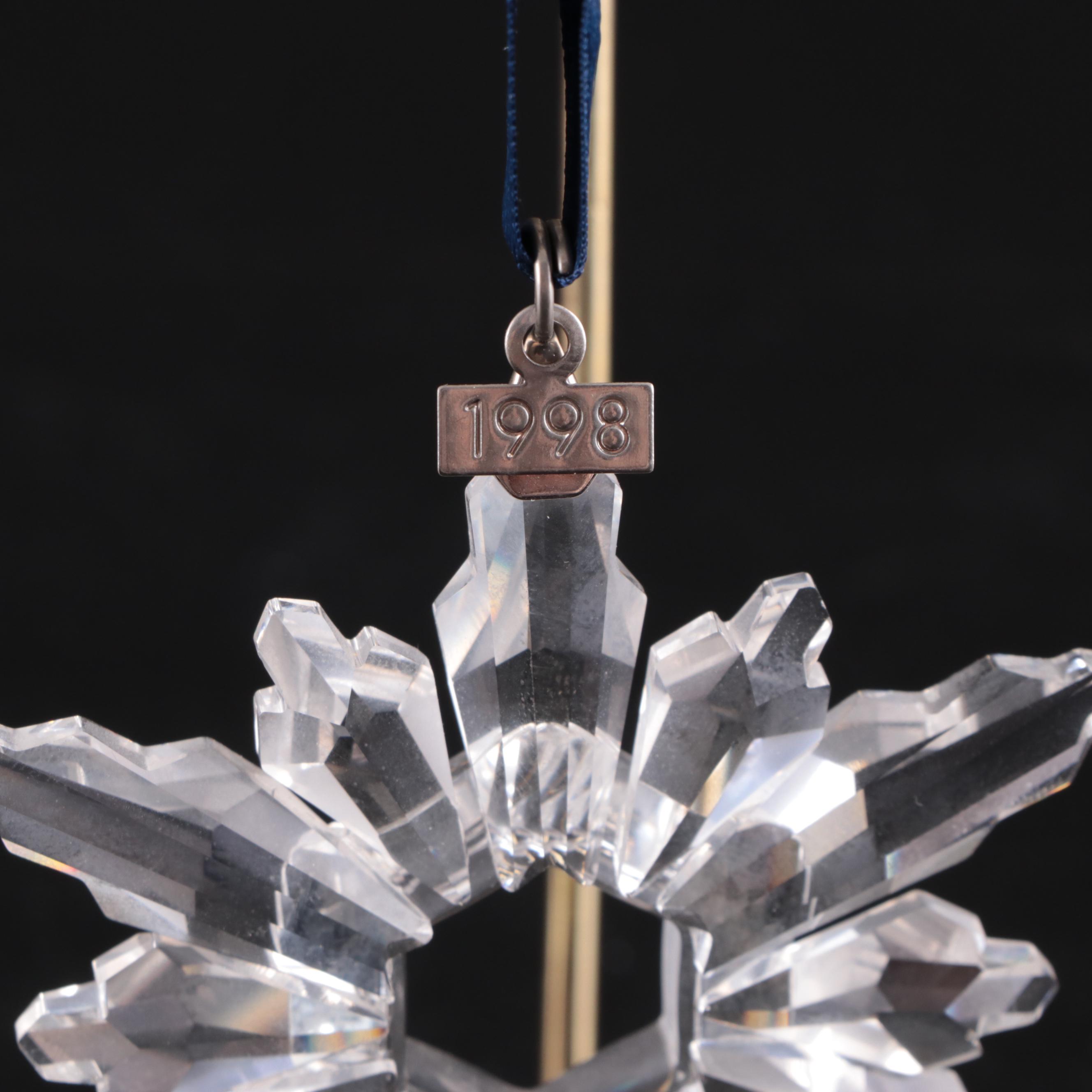 Swarovski Crystal Annual Holiday Ornaments with Stands, 1990s