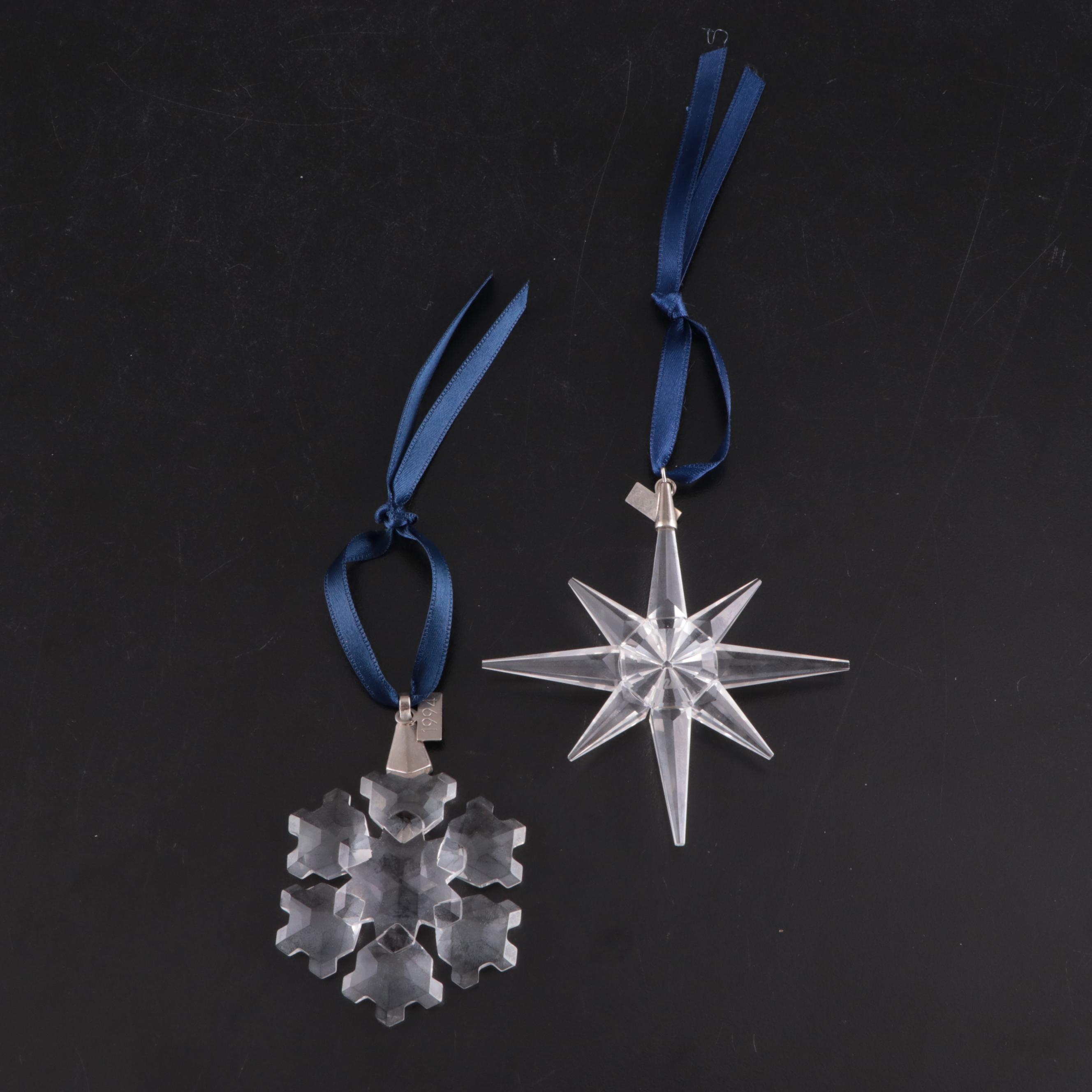 Swarovski Crystal Annual Holiday Ornaments with Stands, 1990s