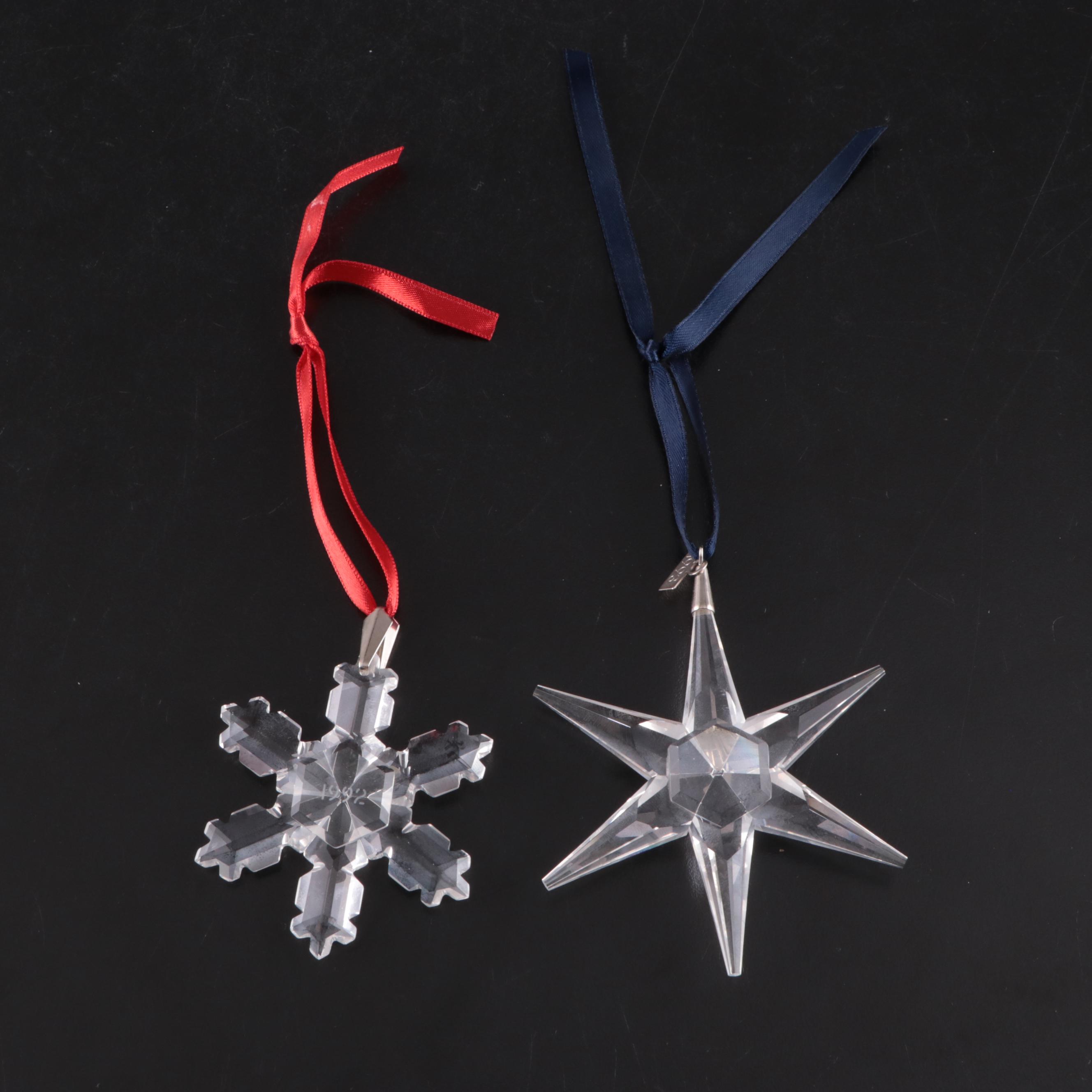 Swarovski Crystal Annual Holiday Ornaments with Stands, 1990s