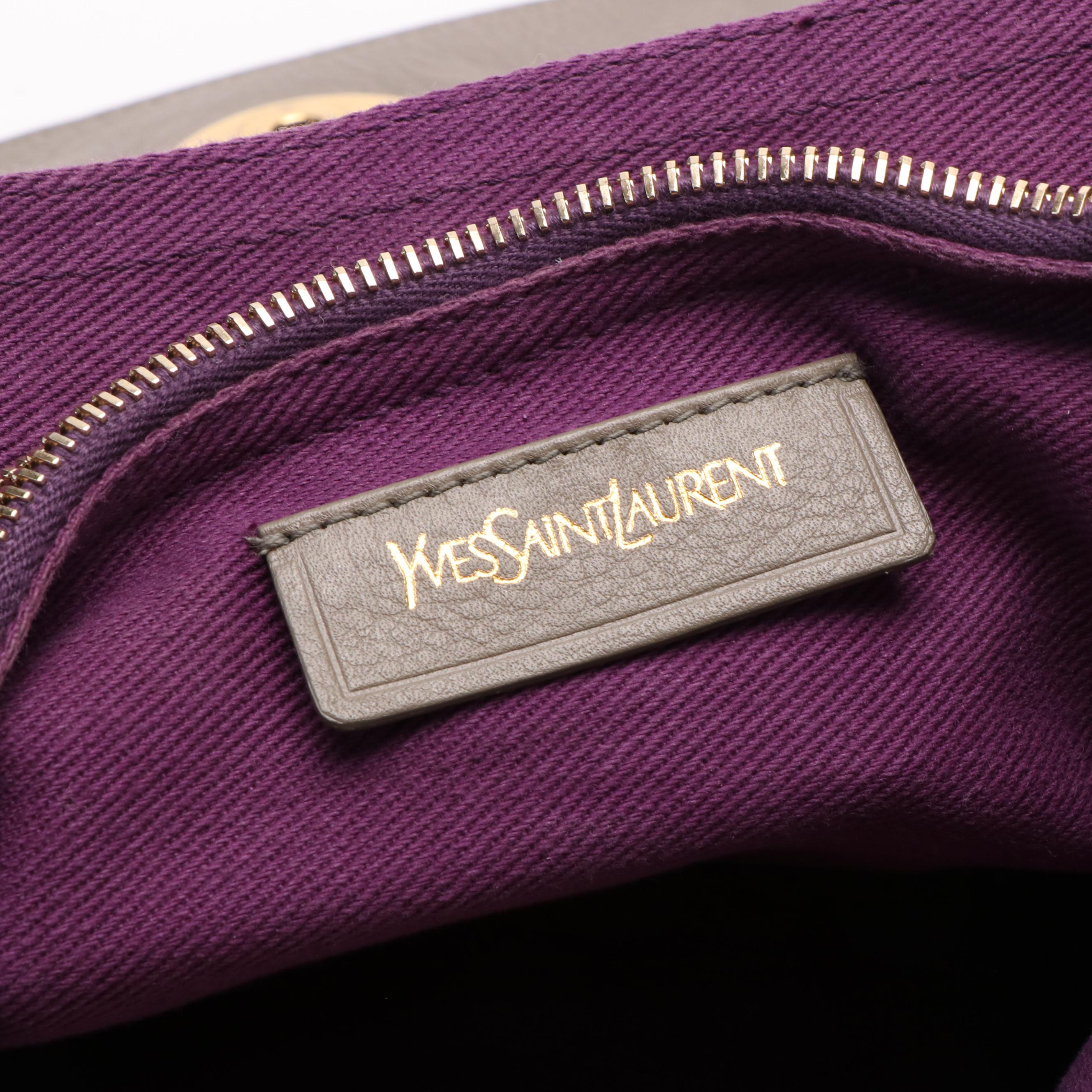 Saint Laurent Muse Two Way Leather with Canvas Handbag