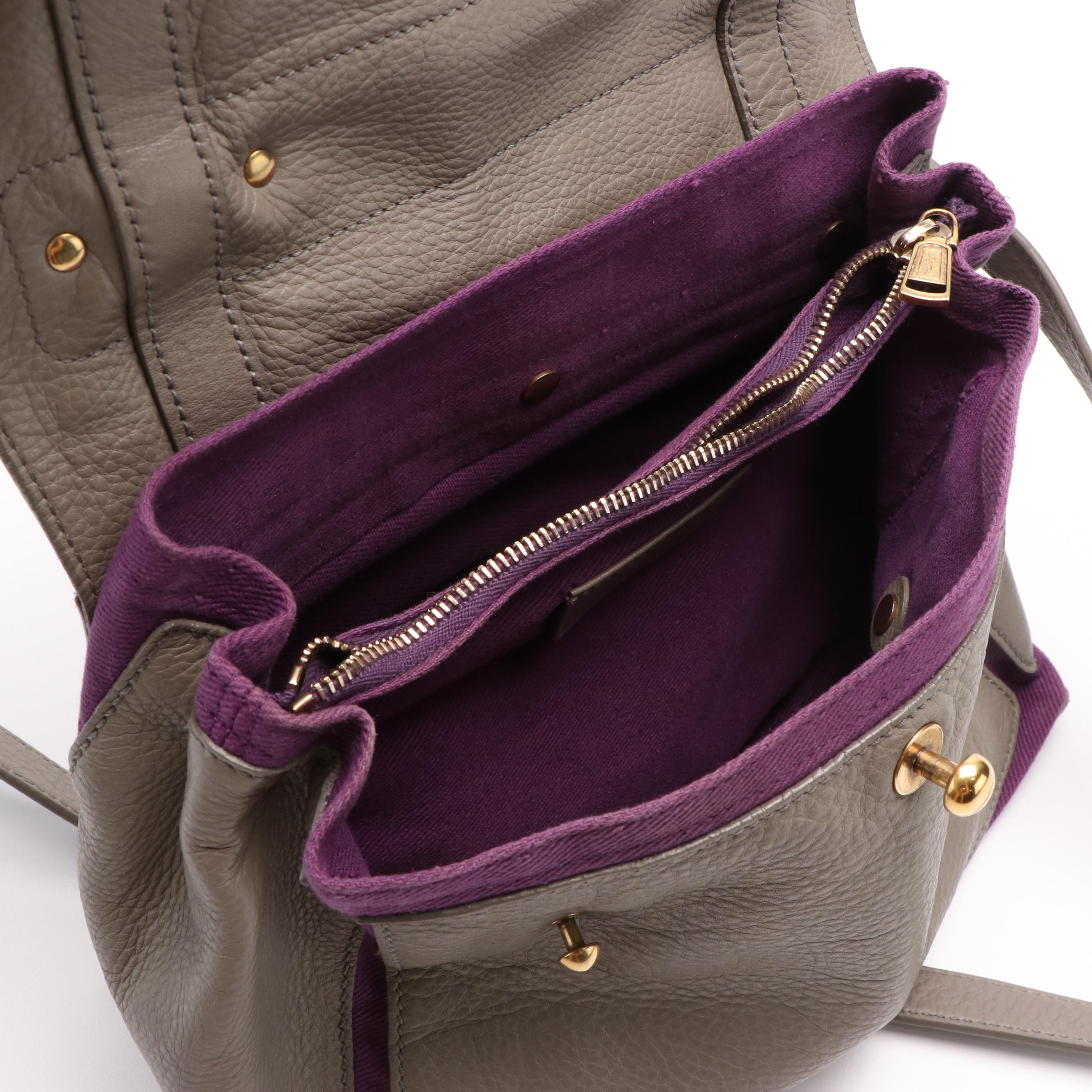 Saint Laurent Muse Two Way Leather with Canvas Handbag