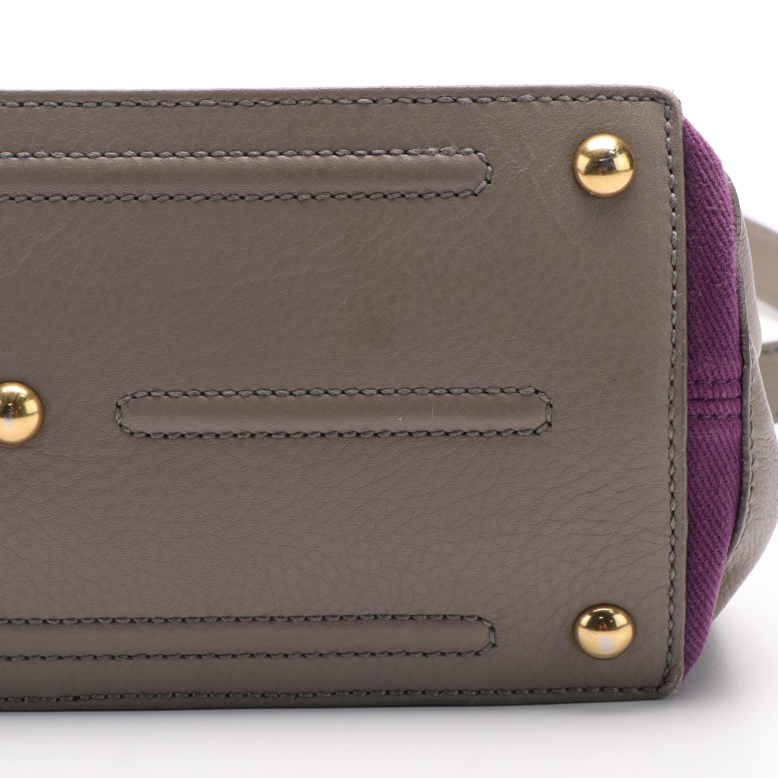 Saint Laurent Muse Two Way Leather with Canvas Handbag