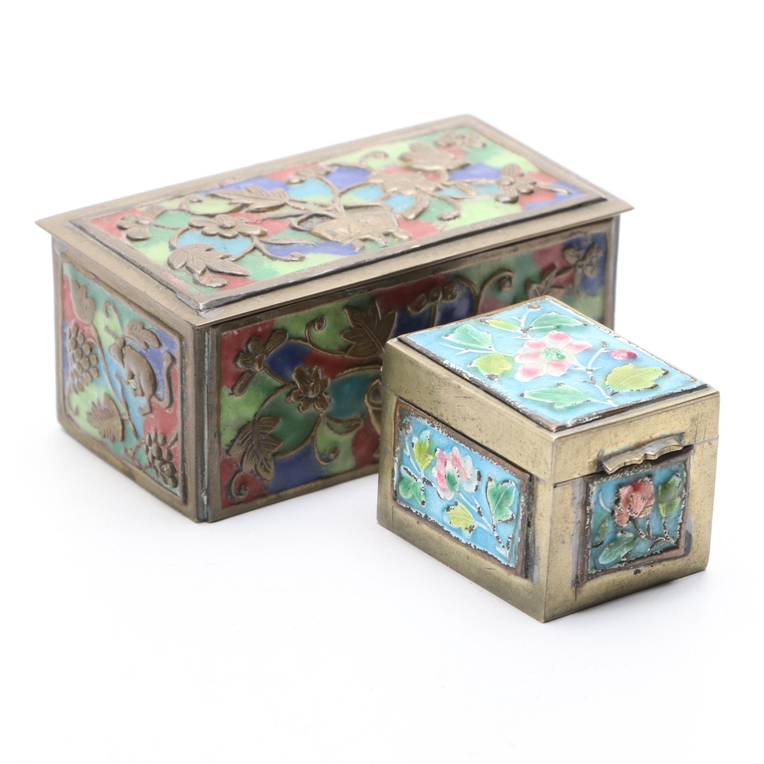Canton Enamel Stamp Boxes, Early to Mid-20th Century