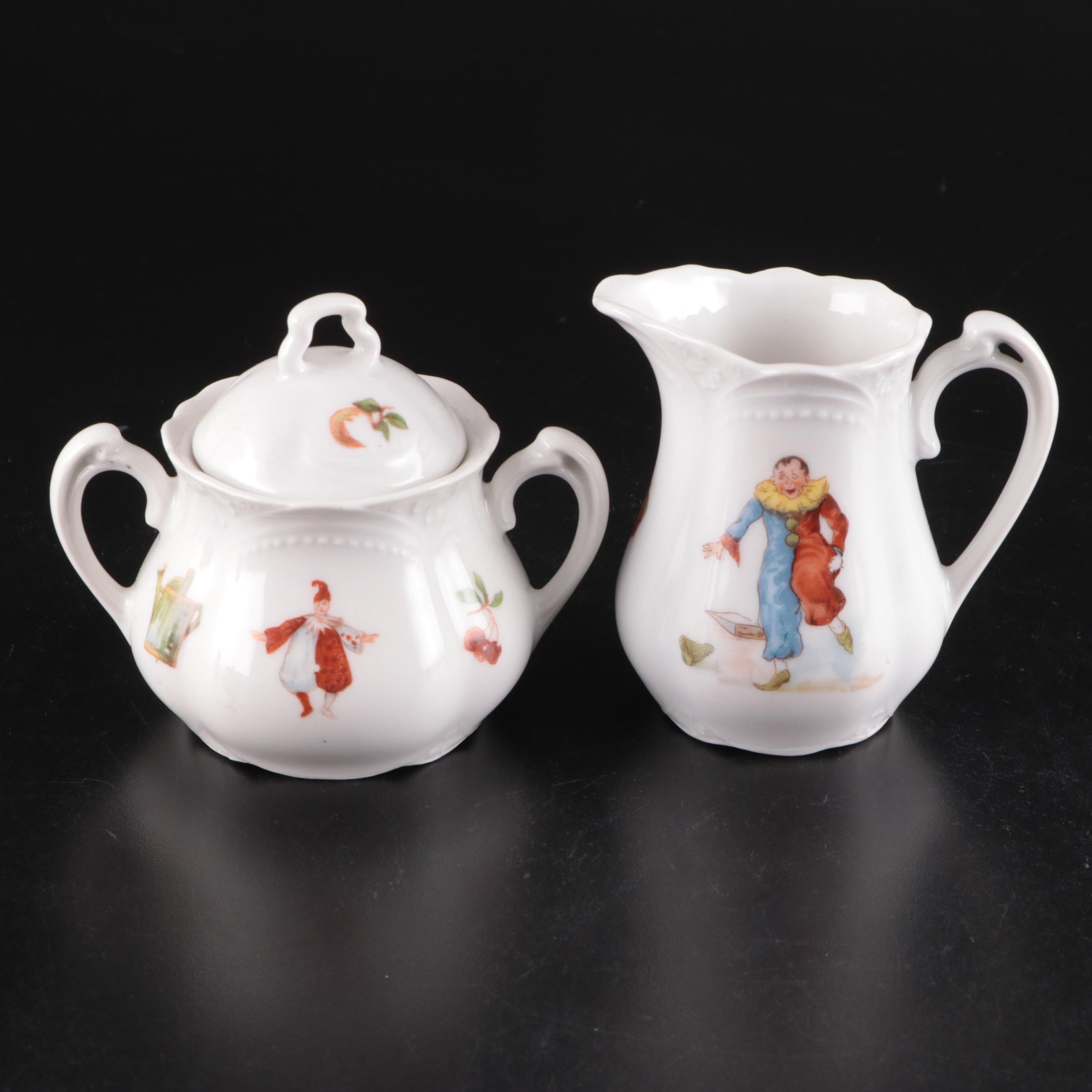 Victorian German Porcelain Children's Play Tea Set and Tureen