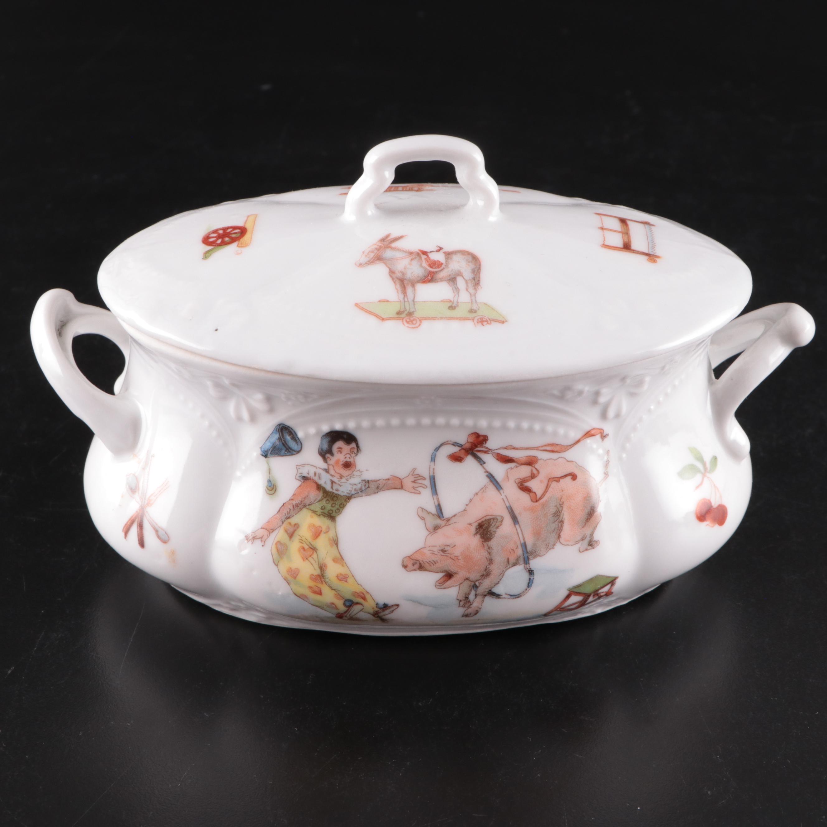 Victorian German Porcelain Children's Play Tea Set and Tureen
