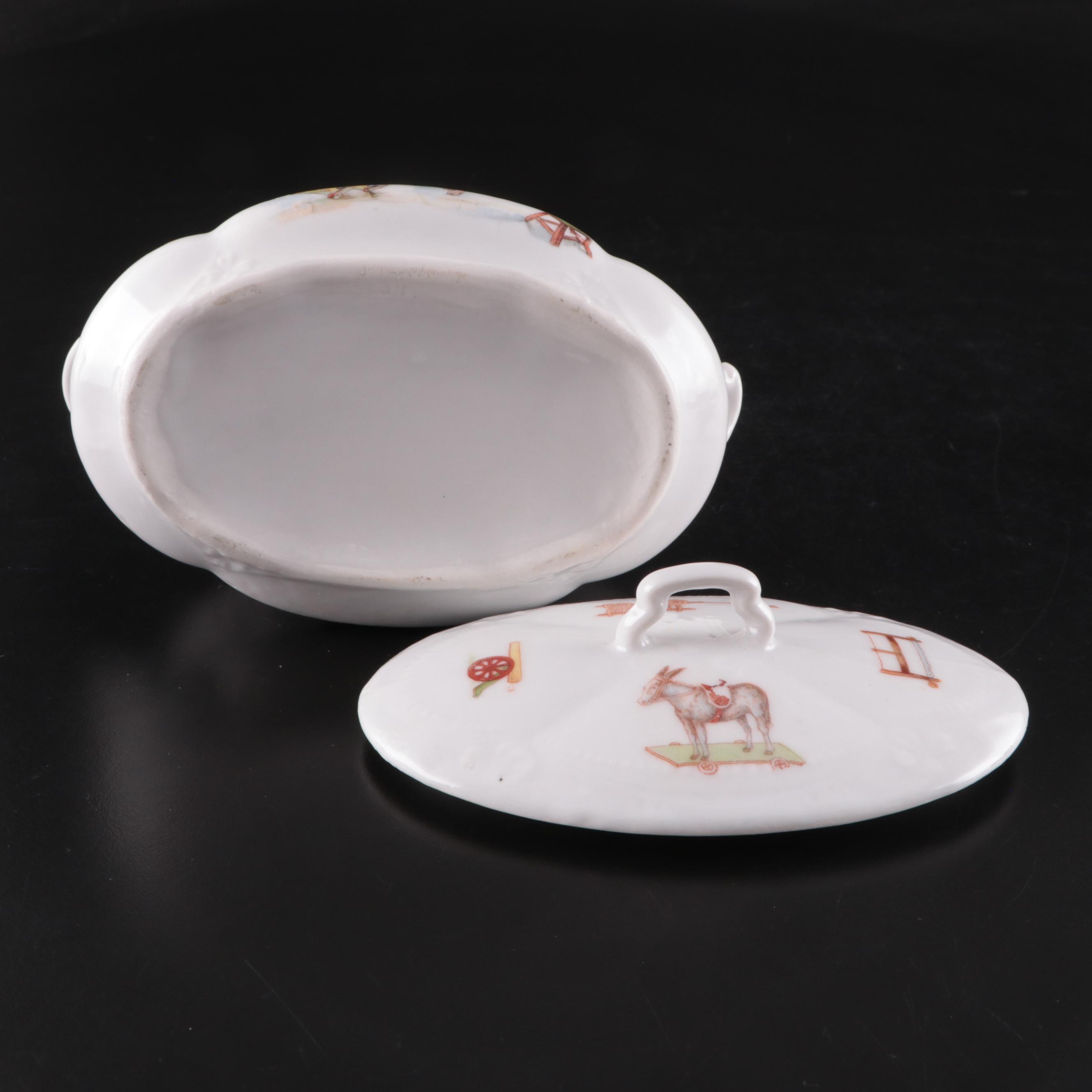 Victorian German Porcelain Children's Play Tea Set and Tureen