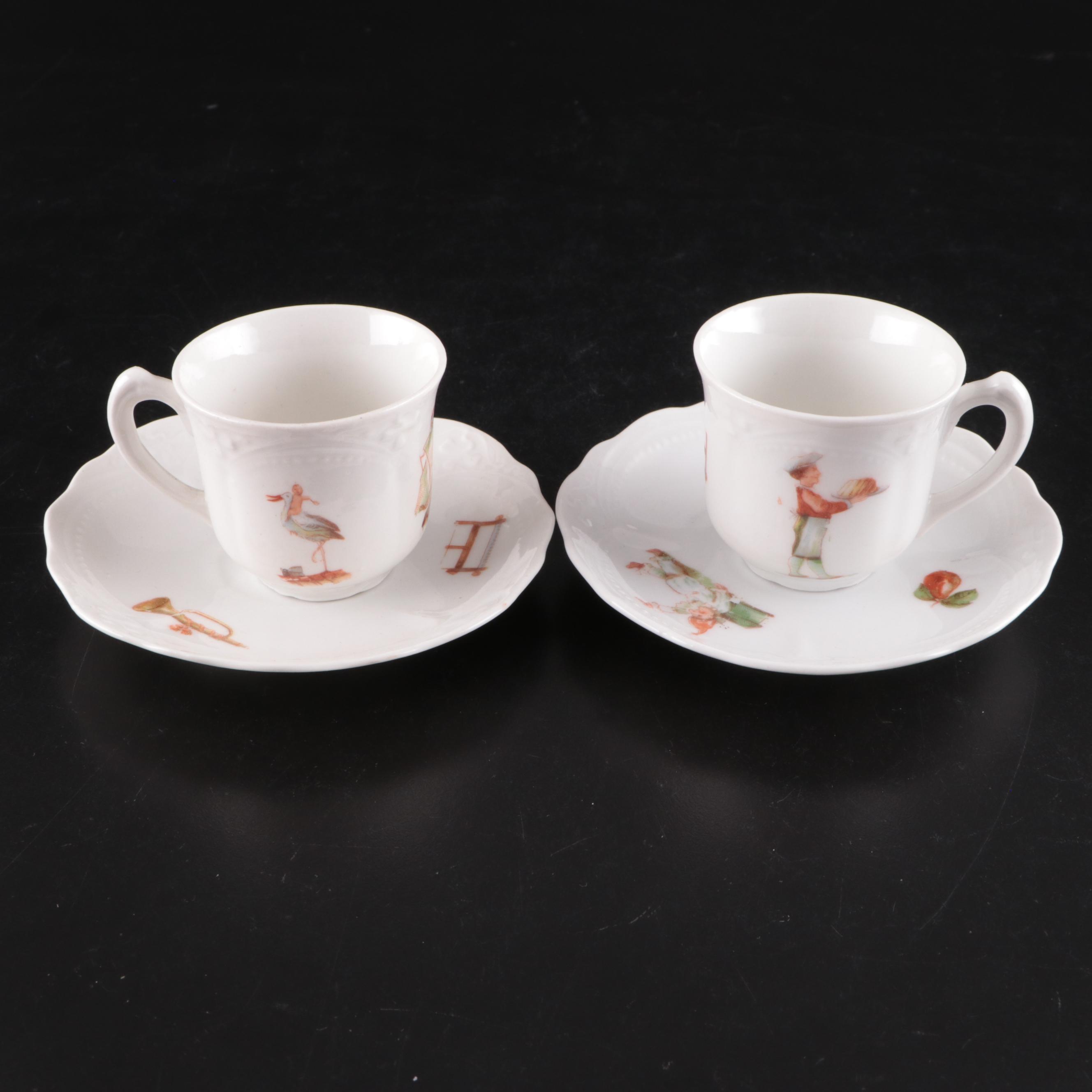 Victorian German Porcelain Children's Play Tea Set and Tureen