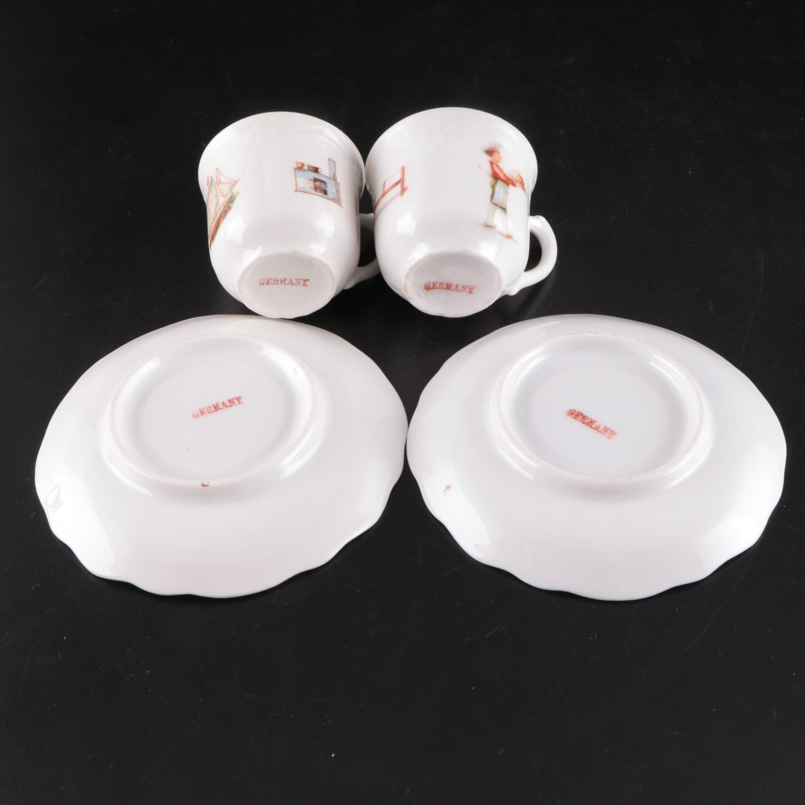 Victorian German Porcelain Children's Play Tea Set and Tureen