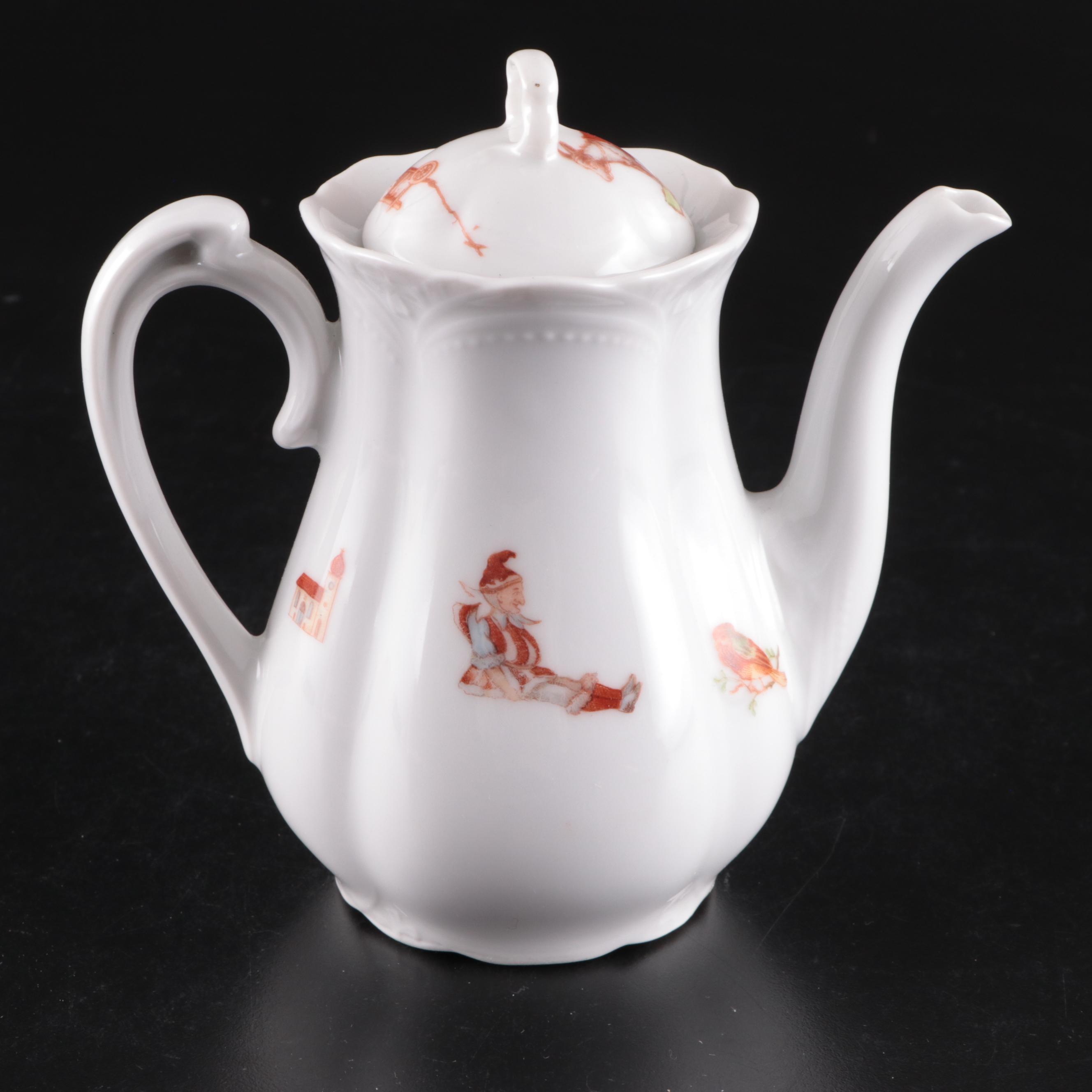 Victorian German Porcelain Children's Play Tea Set and Tureen