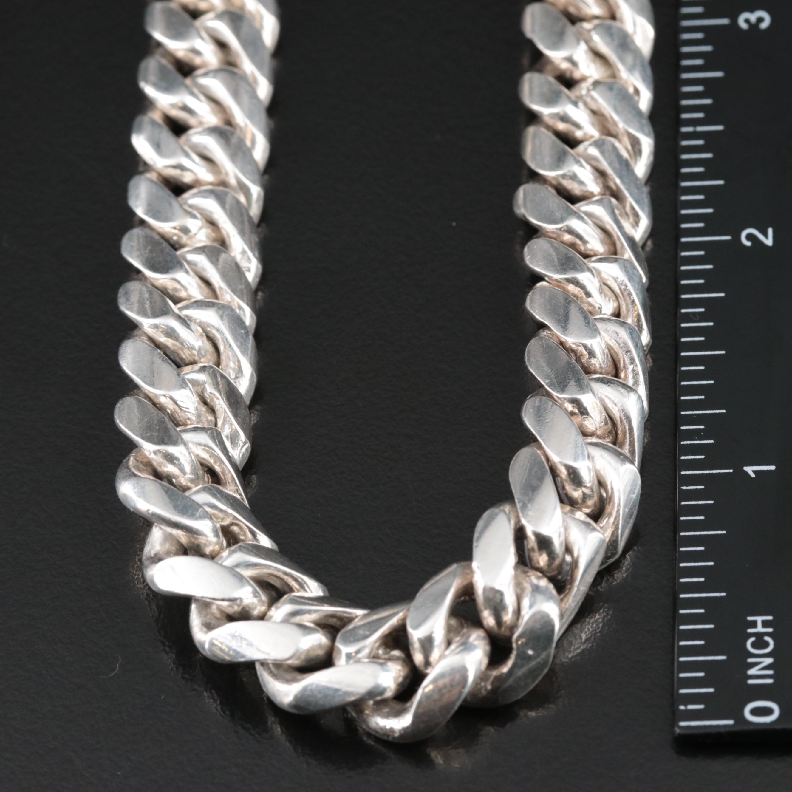 Sterling Curb Link Chain Necklace EBTH