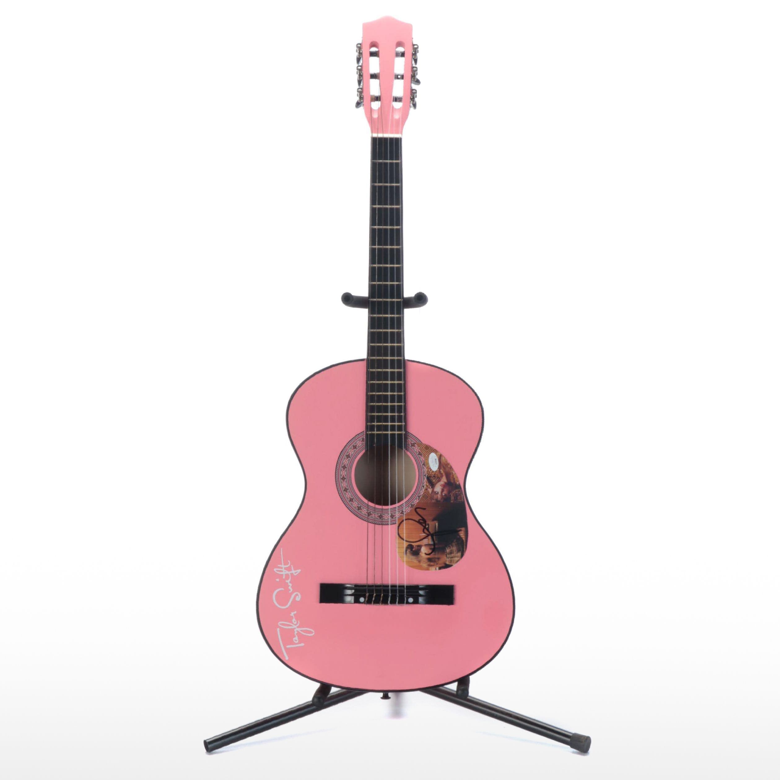 Taylor Swift Signed Pink Acoustic Guitar and Accessories