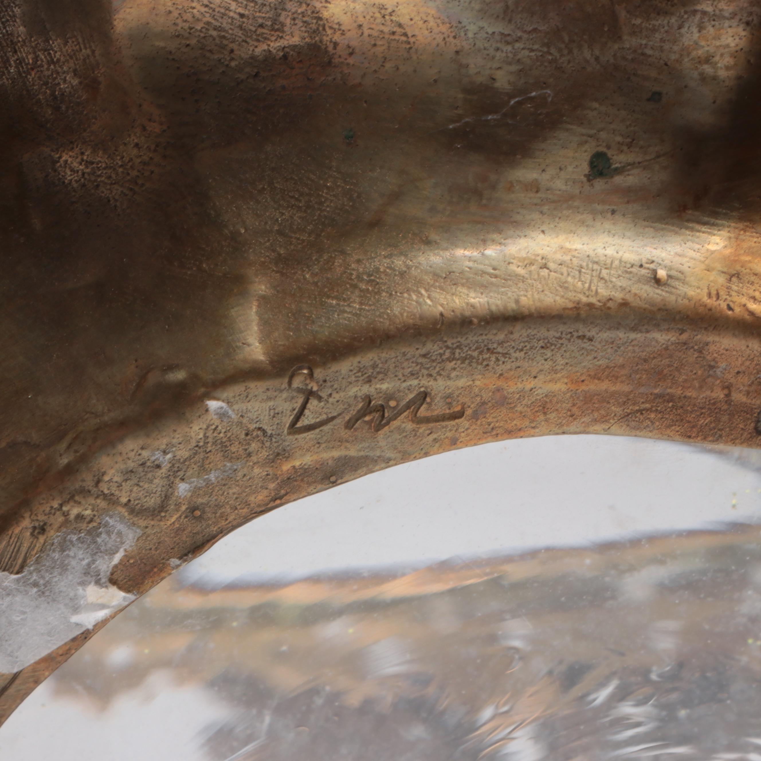 Castilian Poland Optic Glass and Brass Ormolu Mount Egg Urn with Dragonfly Motif