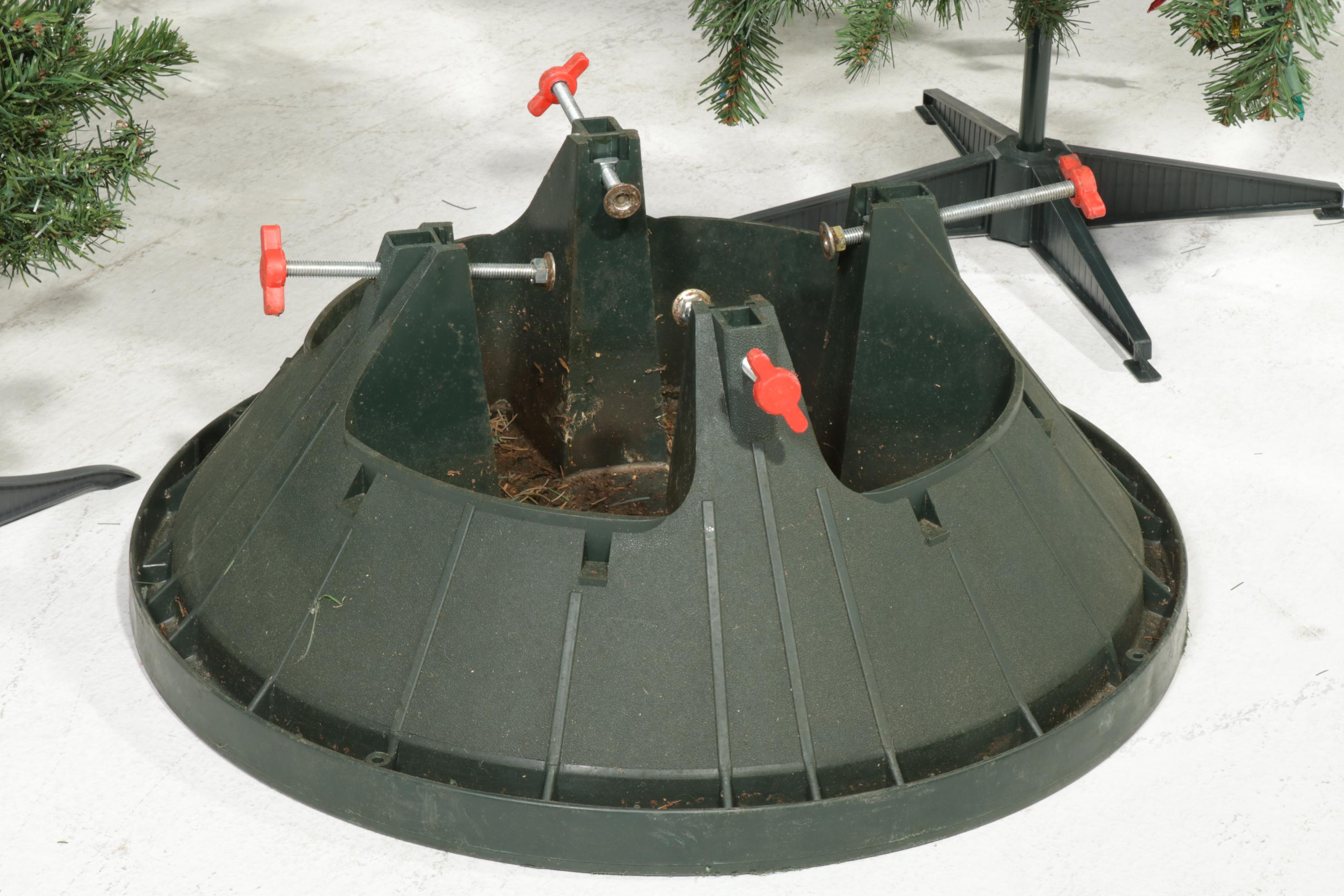 Five Artificial Christmas Trees of Various Sizes, Tree Stands and LED