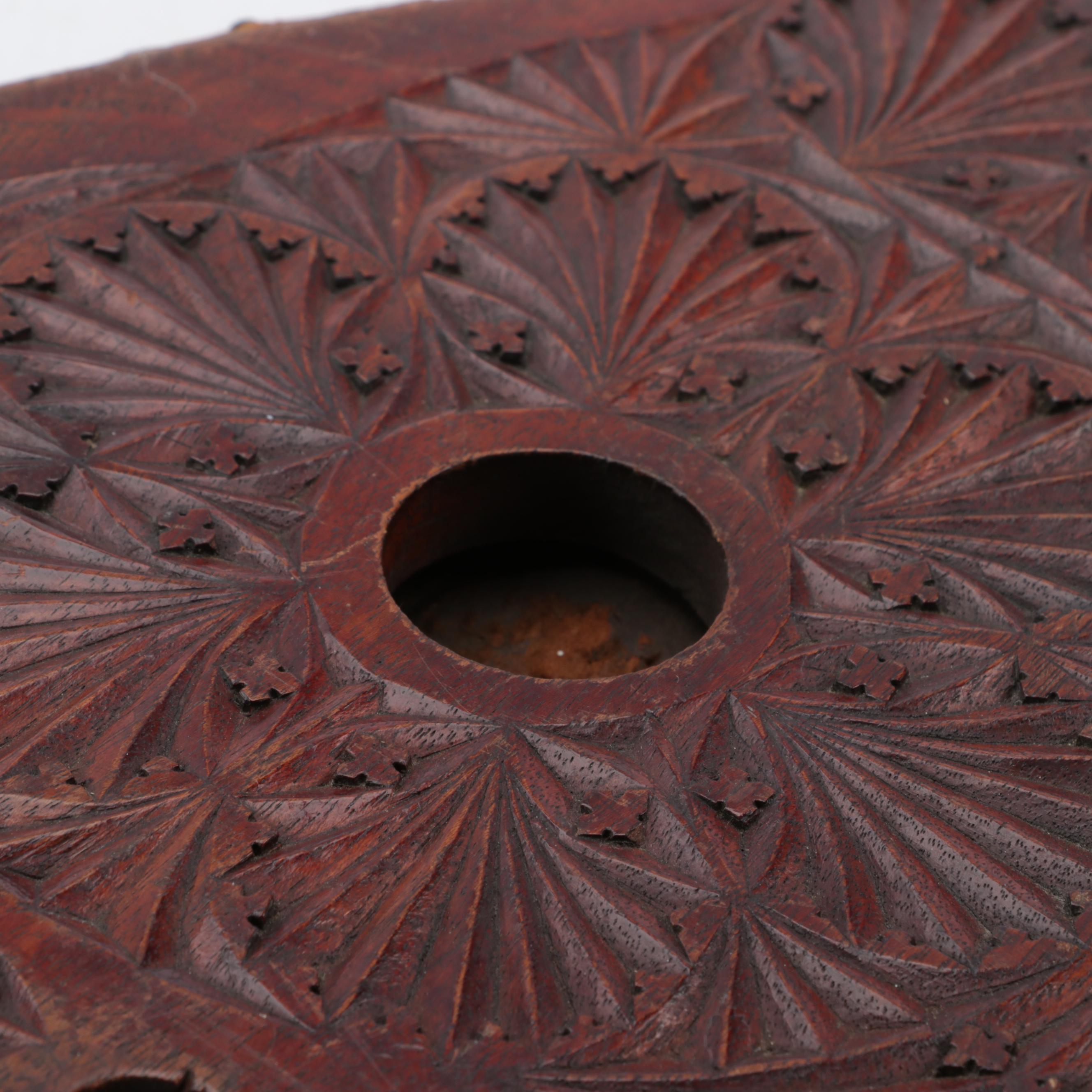 Black Forest Style Carved Oak and Leather Fireplace Bellows