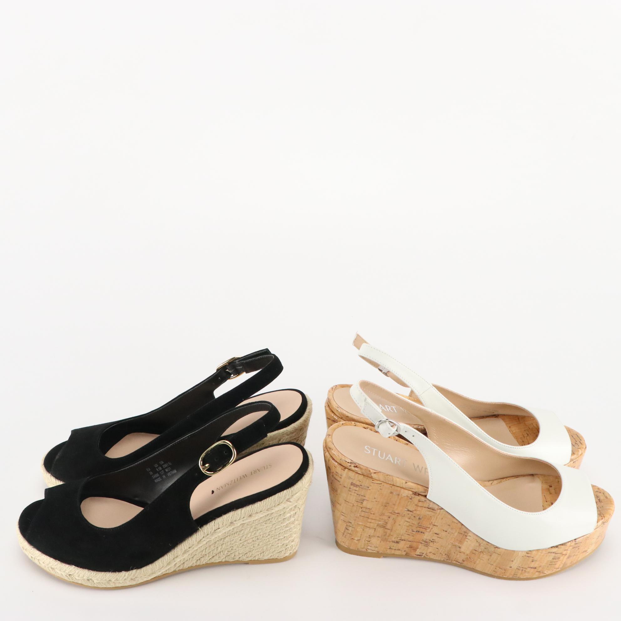 Stuart Weitzman Wedge, Heel, and Sport Sandals in Leather and Suede, New in Box