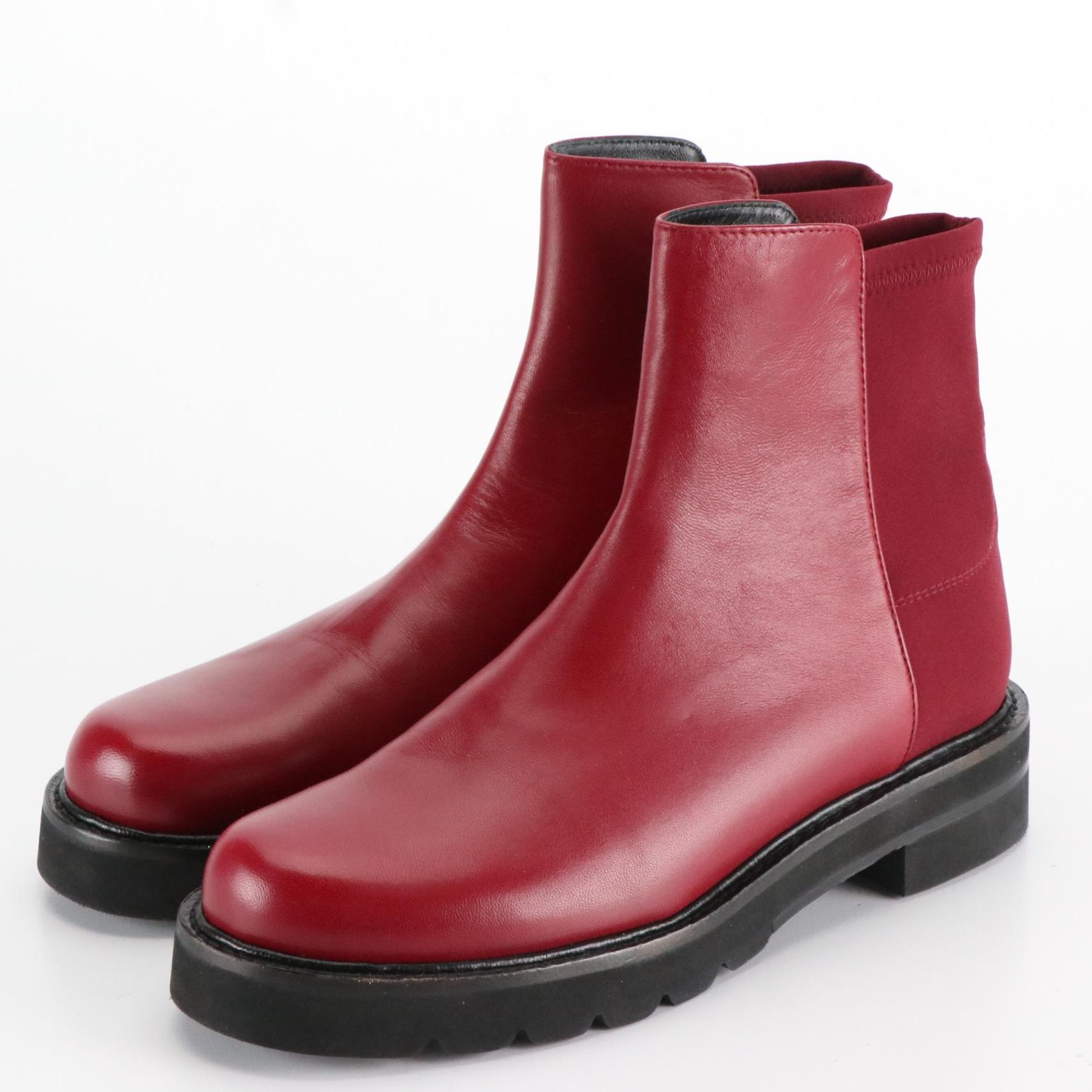 Stuart Weitzman Ankle Boots in Wine Red Leather, New in Box