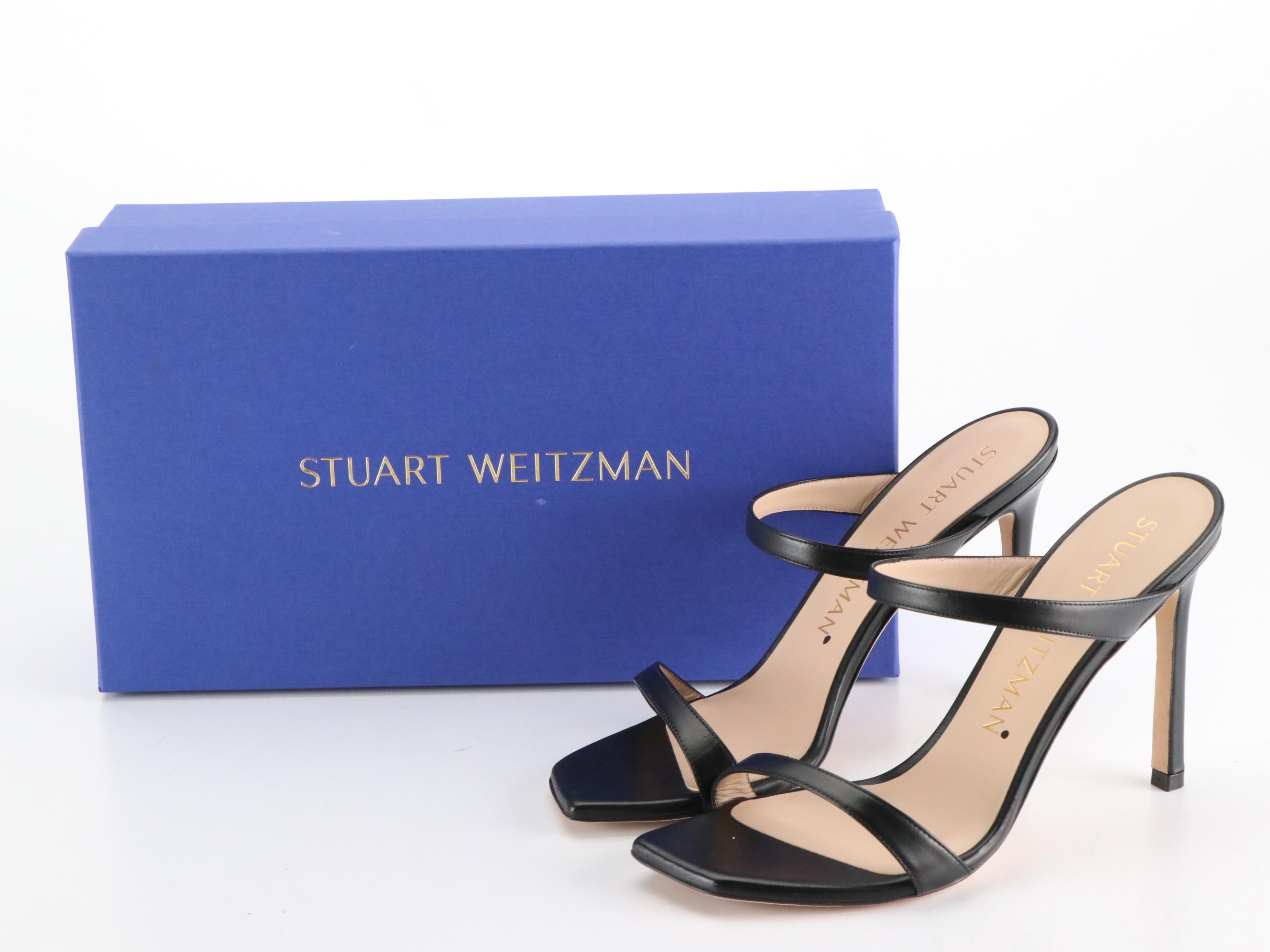 Stuart Weitzman Aleena Mule Sandals and Silver Glitter Pumps, New in Box