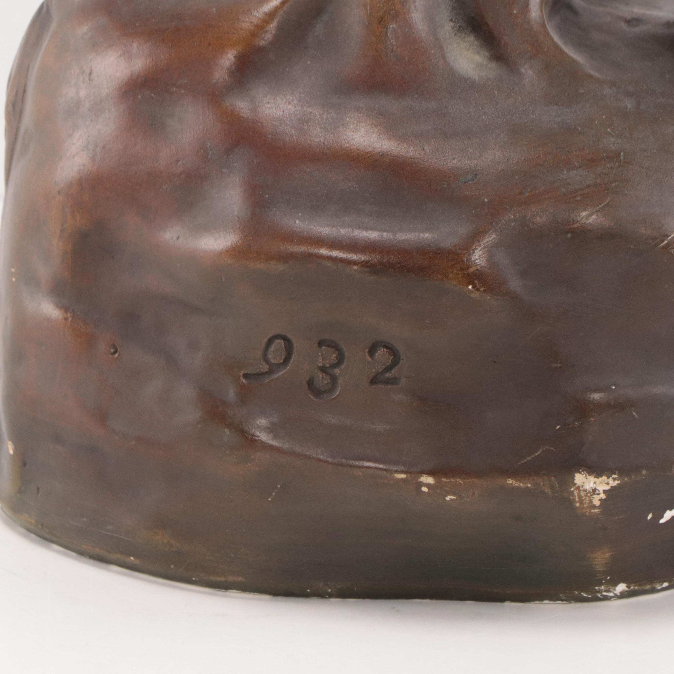 Art Nouveau Bronze-Finish Plaster Statue of a Bather