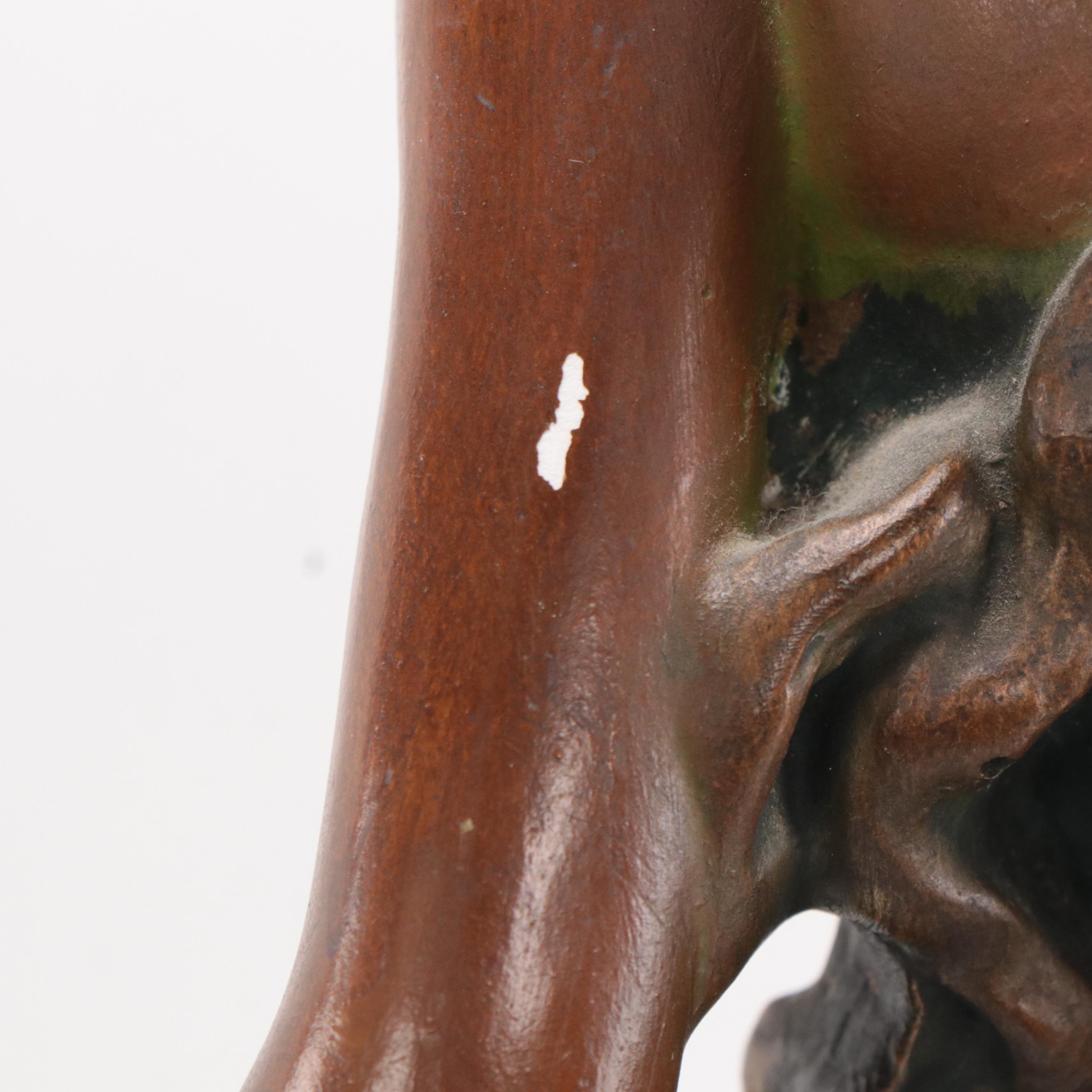 Art Nouveau Bronze-Finish Plaster Statue of a Bather