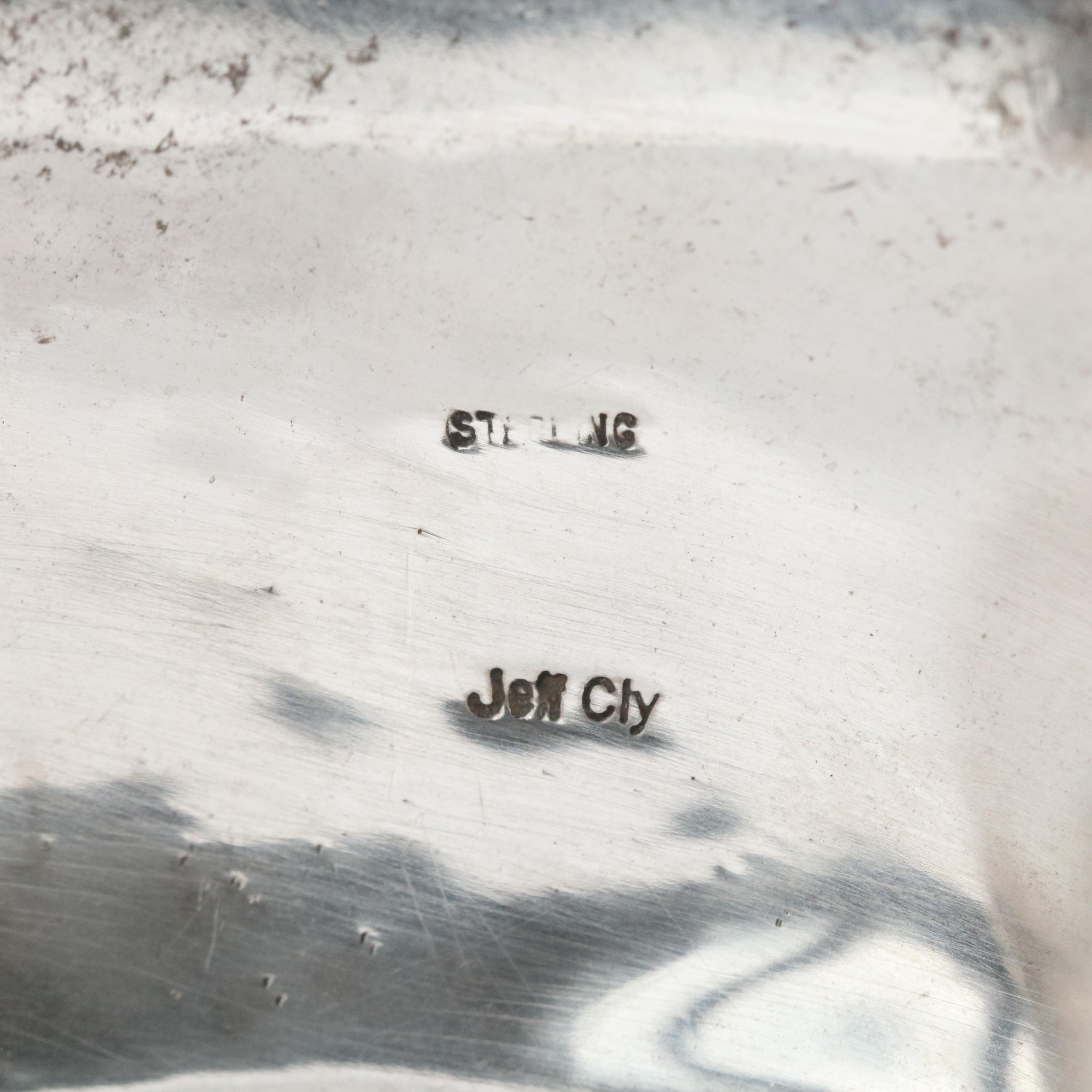 Jeff Cly Southwestern Sterling Imitation Turquoise Stampwork Cuff