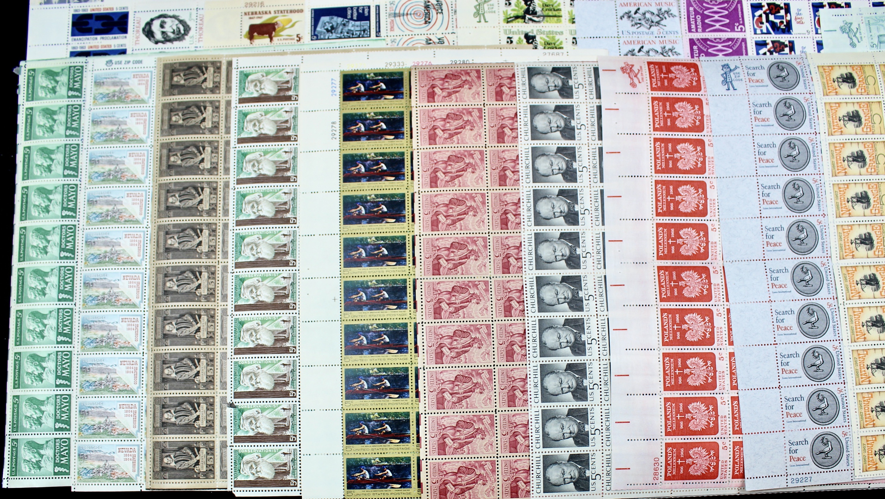 Fifty-Nine Different U.S. 5-Cent Postage Stamp Sheets