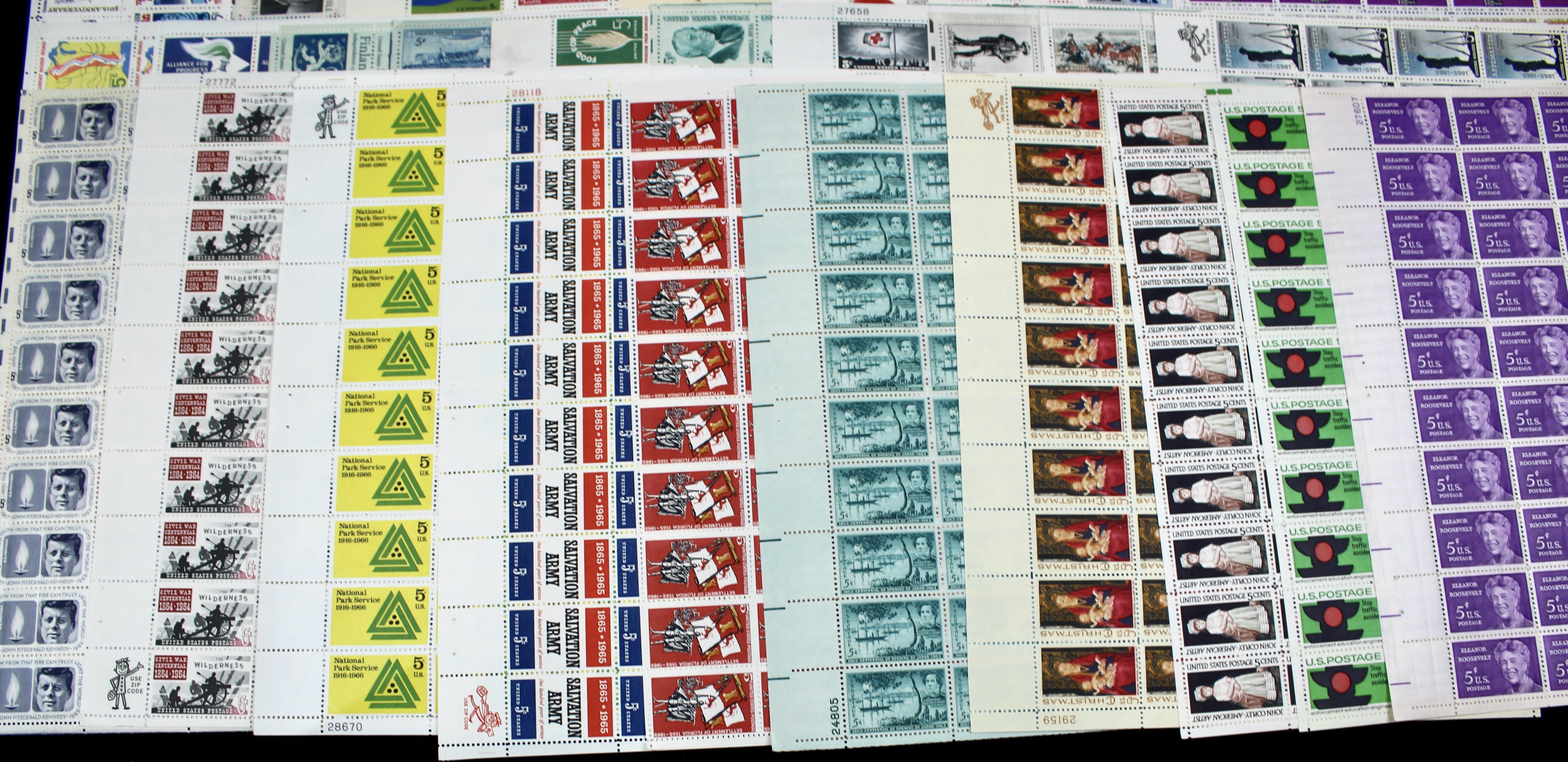 Fifty-Nine Different U.S. 5-Cent Postage Stamp Sheets